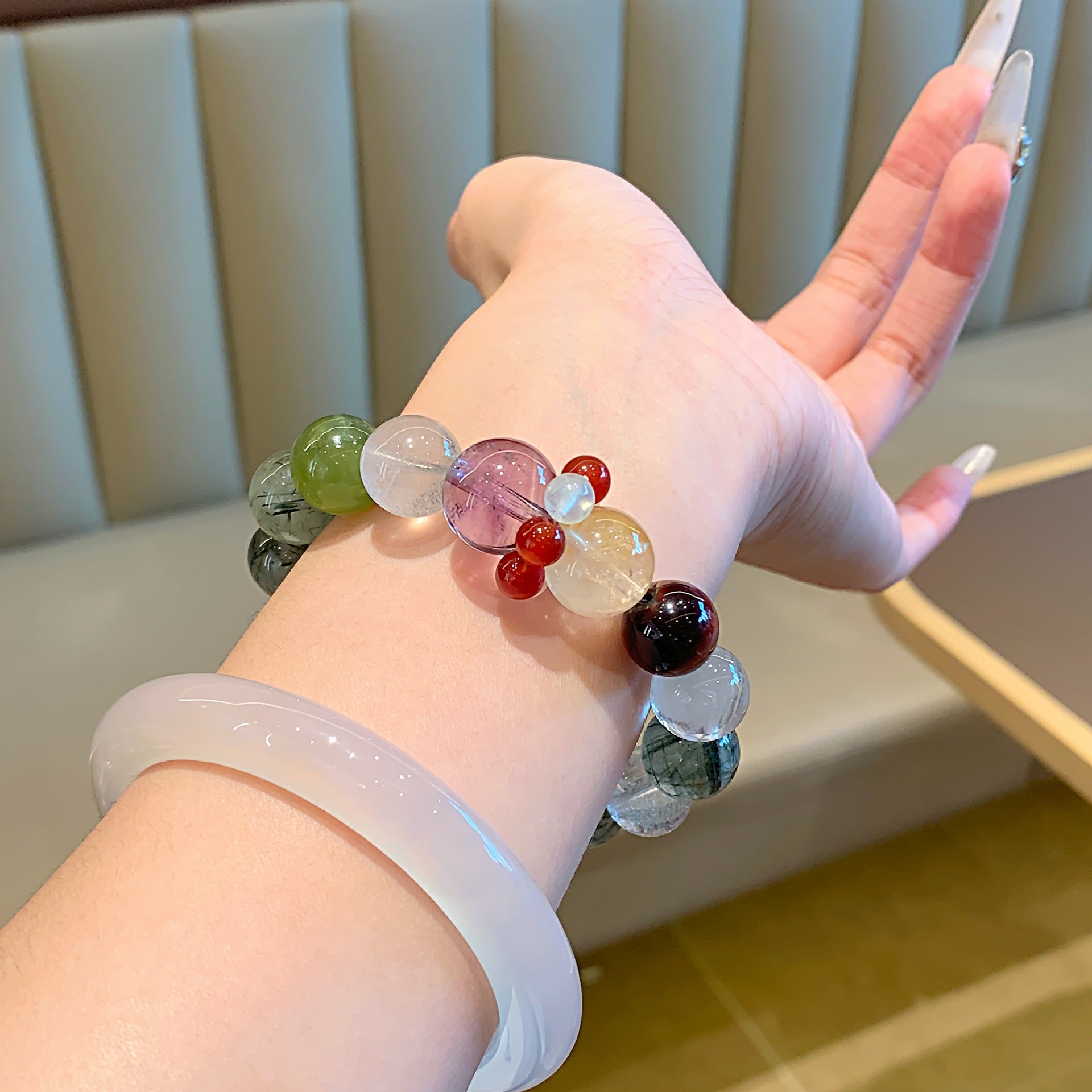 Original natural red tiger eye crystal bracelet Rainbow Color Multi-Gem Bracelet Jewelry Natural Crystal Multi-Gemstone Bracelet