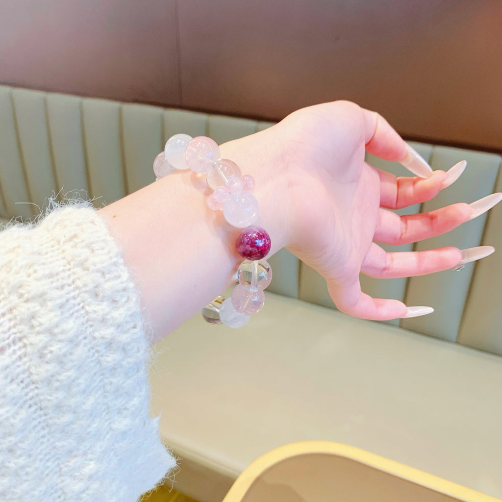 Natural pink crystal paired with white crystal bracelet Original Design New Crystal Bracelet Directly Supplied by Manufacturer Bracelet