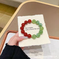New Round Bead Xiu Jade Bracelet Women's Matching Retro Style Agate Bracelet Light Clear Water Xi Jade Bracelet Jewelry Gift
