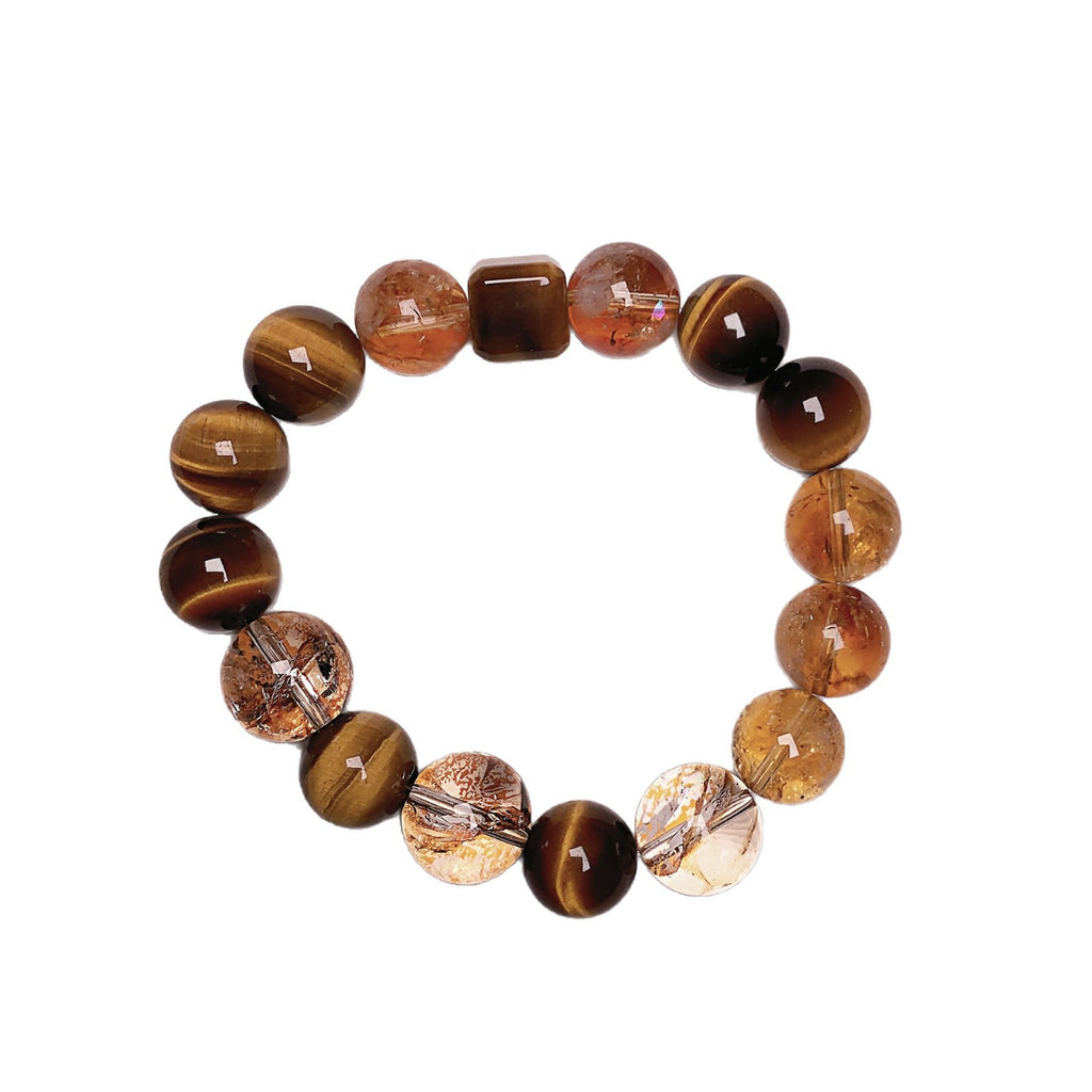 Gold foil explosion natural crystal bracelet Fortune Yellow Tiger Eye Bracelet Original Design Jewelry String Yellow Tiger Eye Bracelet