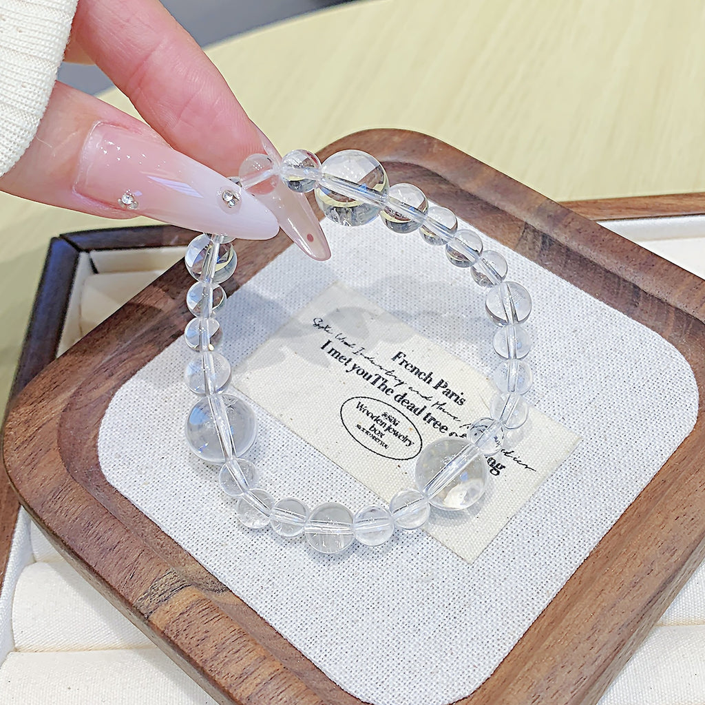 Internet Celebrity Style Summer Natural Crystal Bracelet White Crystal diy Beaded Women's Light Luxury Style High-end Women's Bracelet