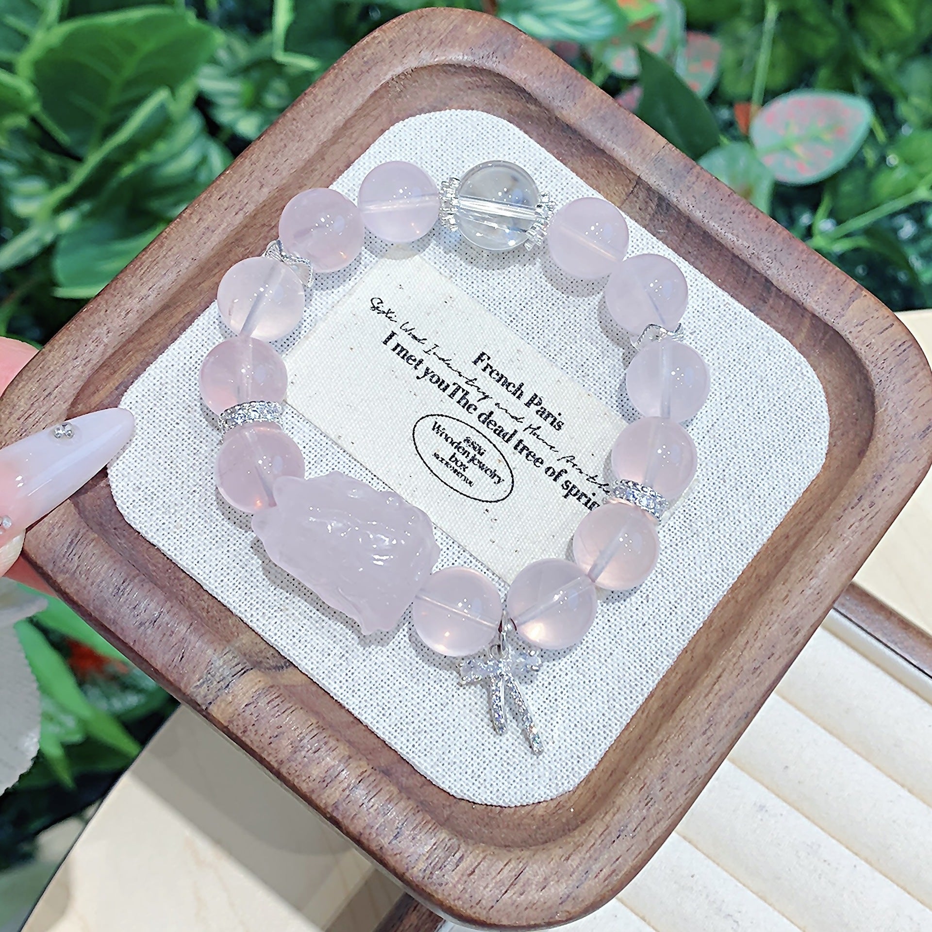 Natural Pink Crystal Bracelet Luxury High-End Bracelet Rose Quartz Bracelet Best Friend Gift Pink Crystal Bracelet diy