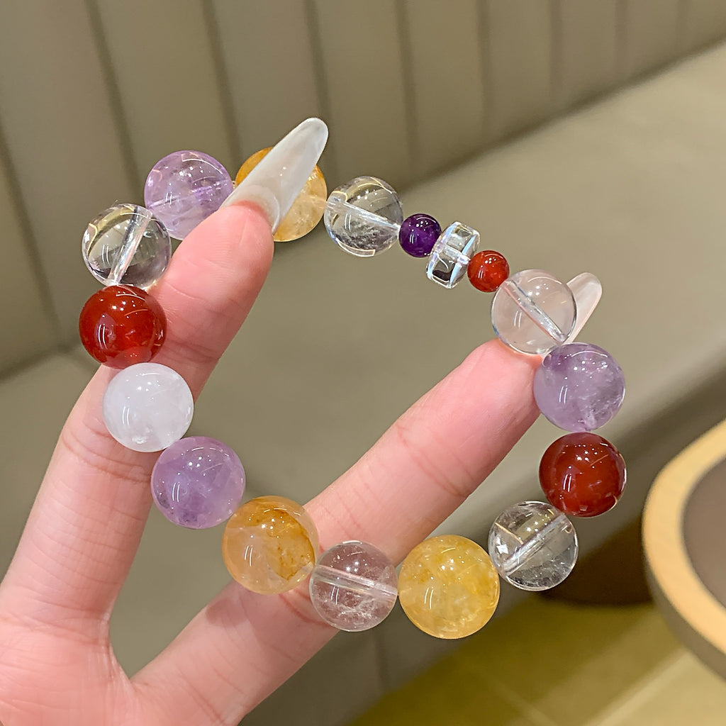 Autumn New Natural Crystal Bracelet Dopamine Color Crystal Bracelet Small Clear Hand Chain Amethyst Bracelet