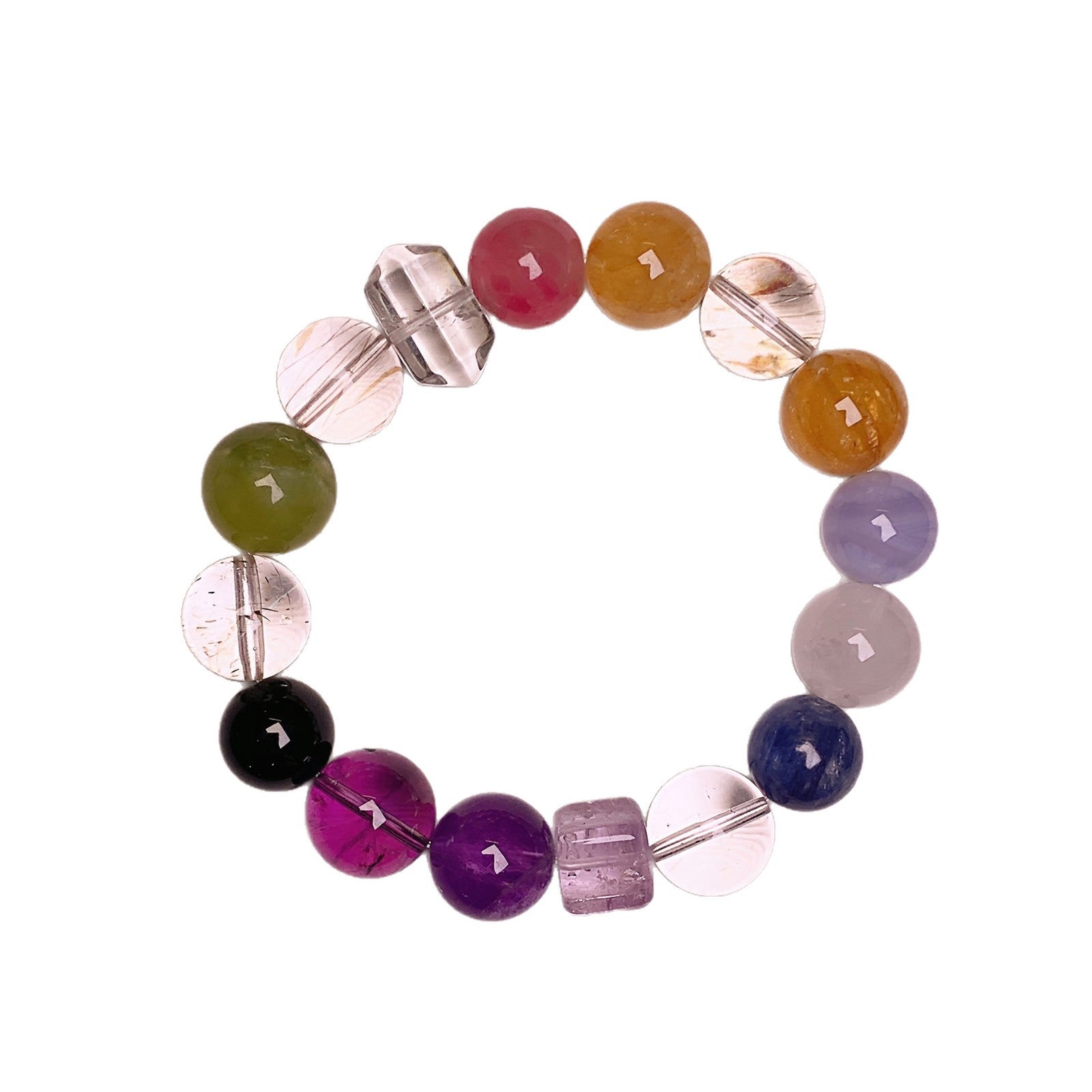 Natural Rainbow Multi-Gemstone Crystal Bracelet Aquamarine Xiu Jade Citrine Rose Quartz Amethyst Bracelet Crystal Bracelet
