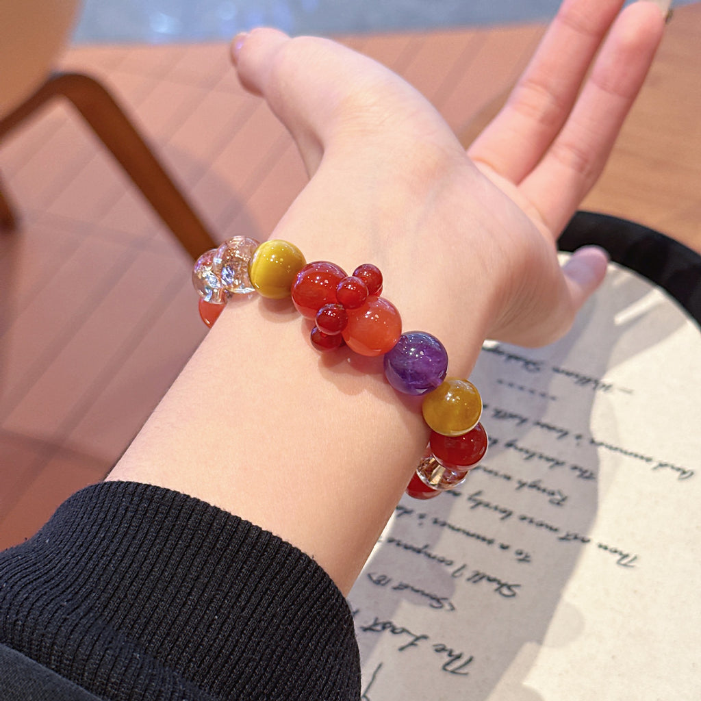 【Magnolia】Original Natural Yellow Tiger Eye with Gold Foil Explosion Design Handmade Exquisite Bracelet