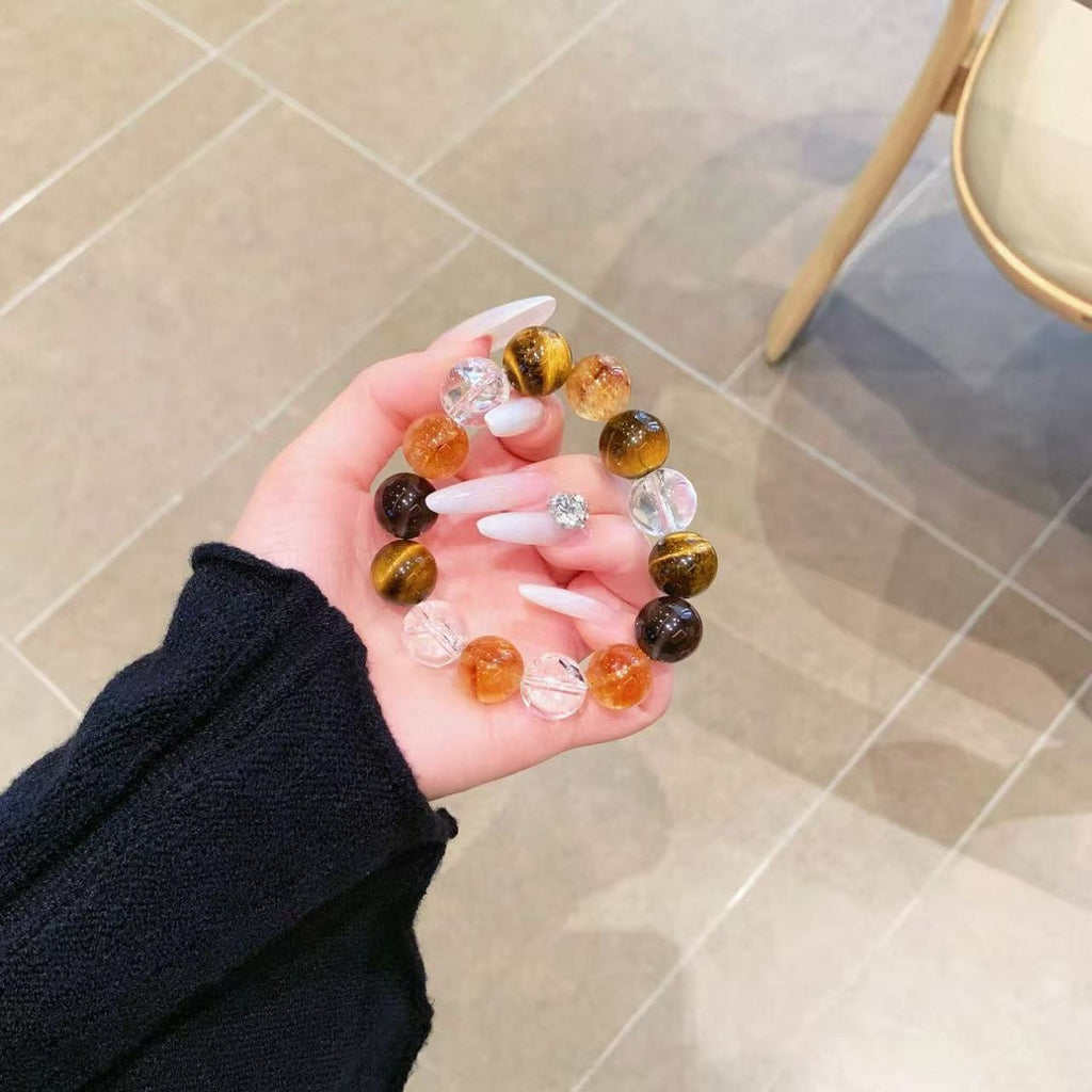 Rich Day Violent Yellow Tiger Eye Bracelet Natural Yellow Pagoda Crystal Yellow Asai Seven Birthday Gifts for Boys and Girls