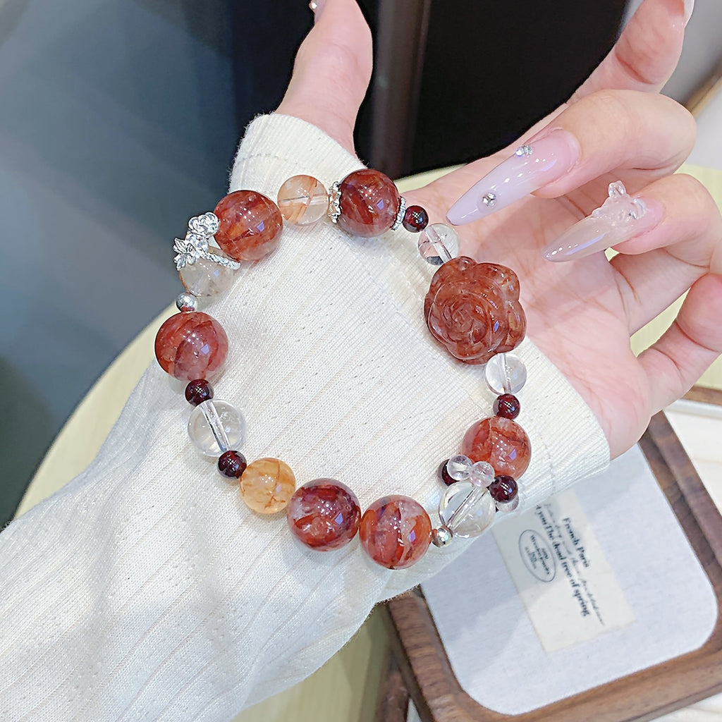 Original Design Red Gum Flower Bracelet Natural Crystal Bracelet diy Hot-Selling Bracelet High-end Bracelet for Women