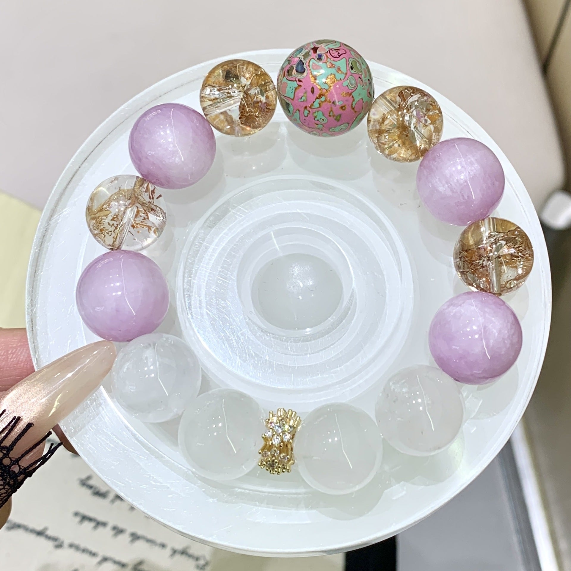 Natural Crystal Bracelet Natural Crystal Bracelet Cross-border hot Handmade Beaded Jewelry Purple Spodumene Multi-Gemstone Crystal Bracelet