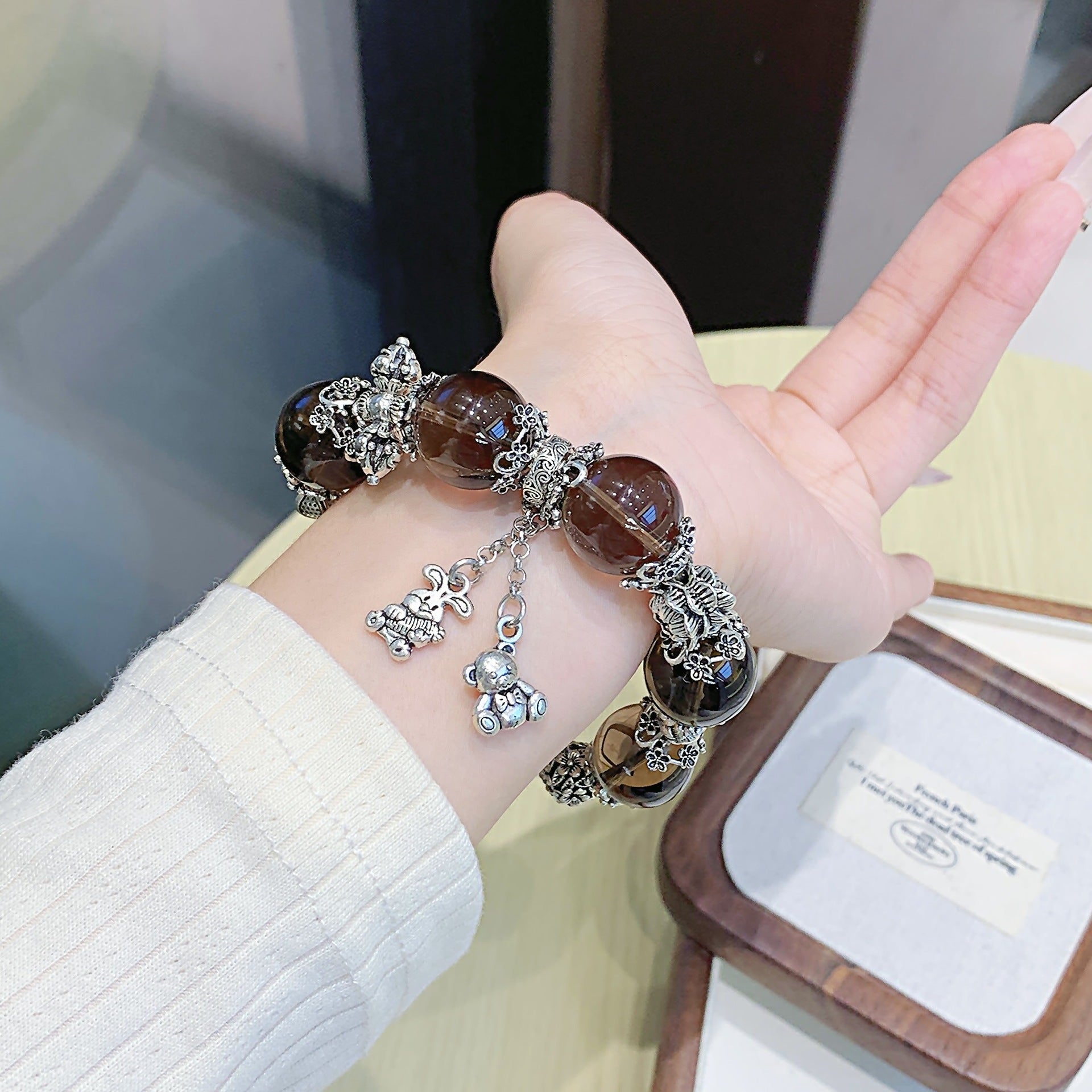 Cross-border New Product Tea Obsidian Bracelet Jewelry Ketang Jewelry Bracelet Factory Light luxury style high-end jewelry bracelet