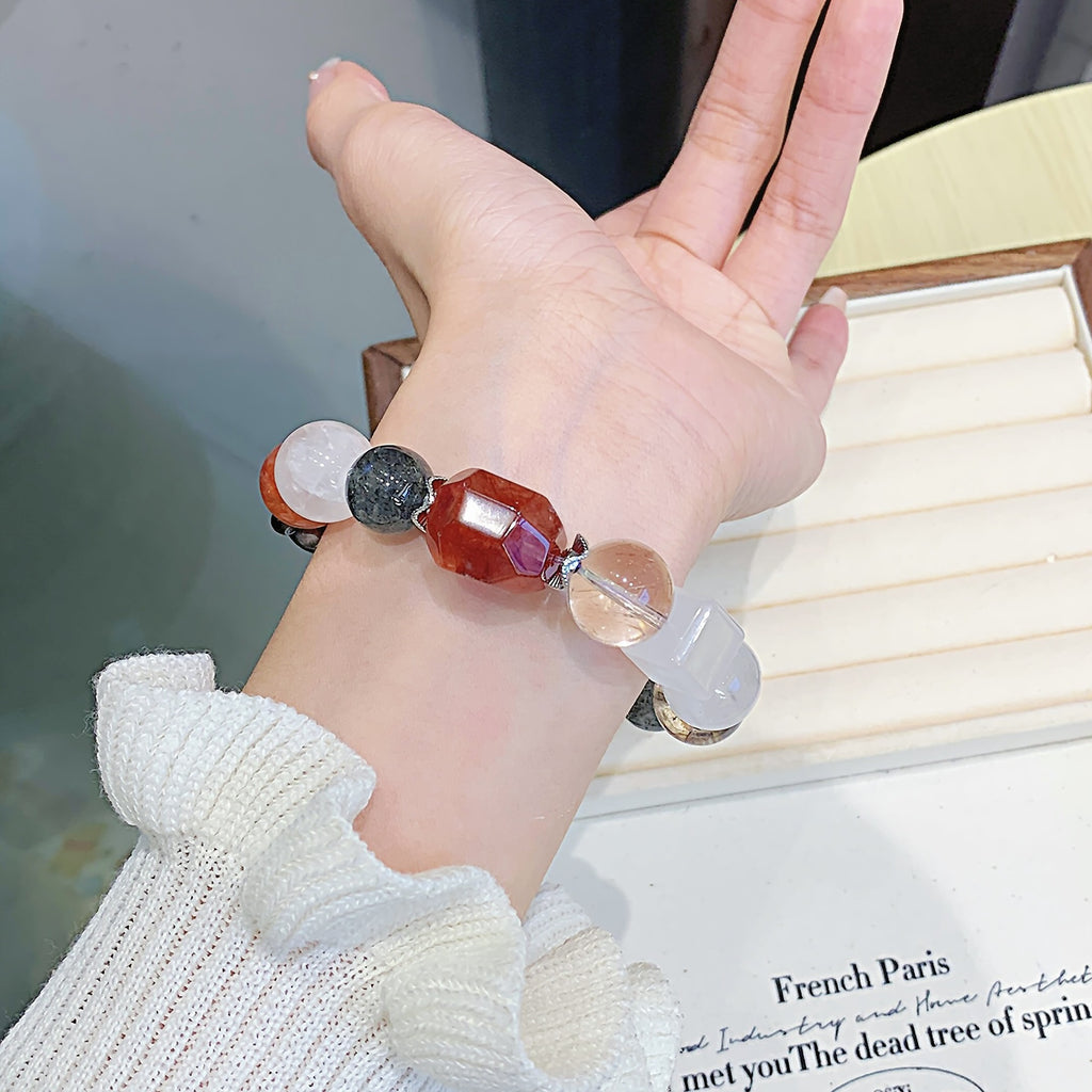 Red Gum Flower Crystal Bracelet Natural Crystal Hot-Selling Hand Jewelry Wholesale Cross-border Exclusive Bracelet Crystal Bracelet diy