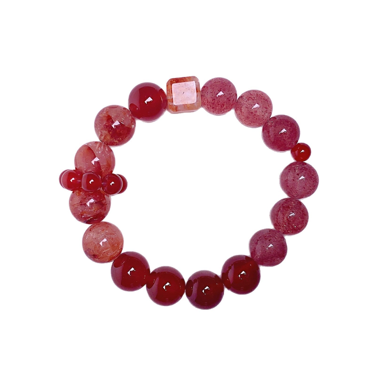 Gradient Crystal Bracelet Jewelry Retro Light Luxury Exquisite Simple Versatile Hand Accessories Red Agate Natural Crystal Bracelet
