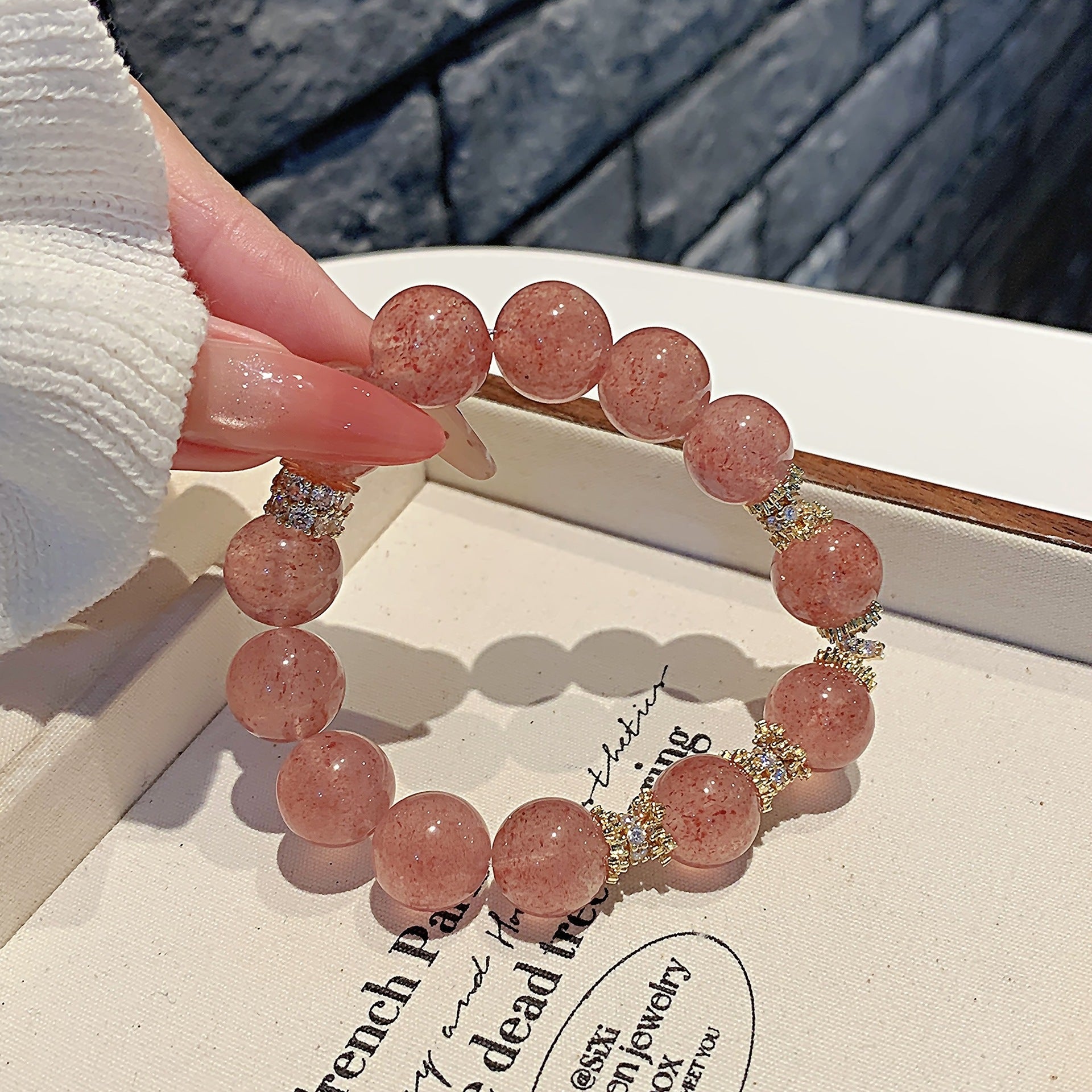 Natural Strawberry Crystal Bracelet Career Fortune Bead Bracelet Niche Design Best Friend Gift Strawberry quartz diy Bracelet