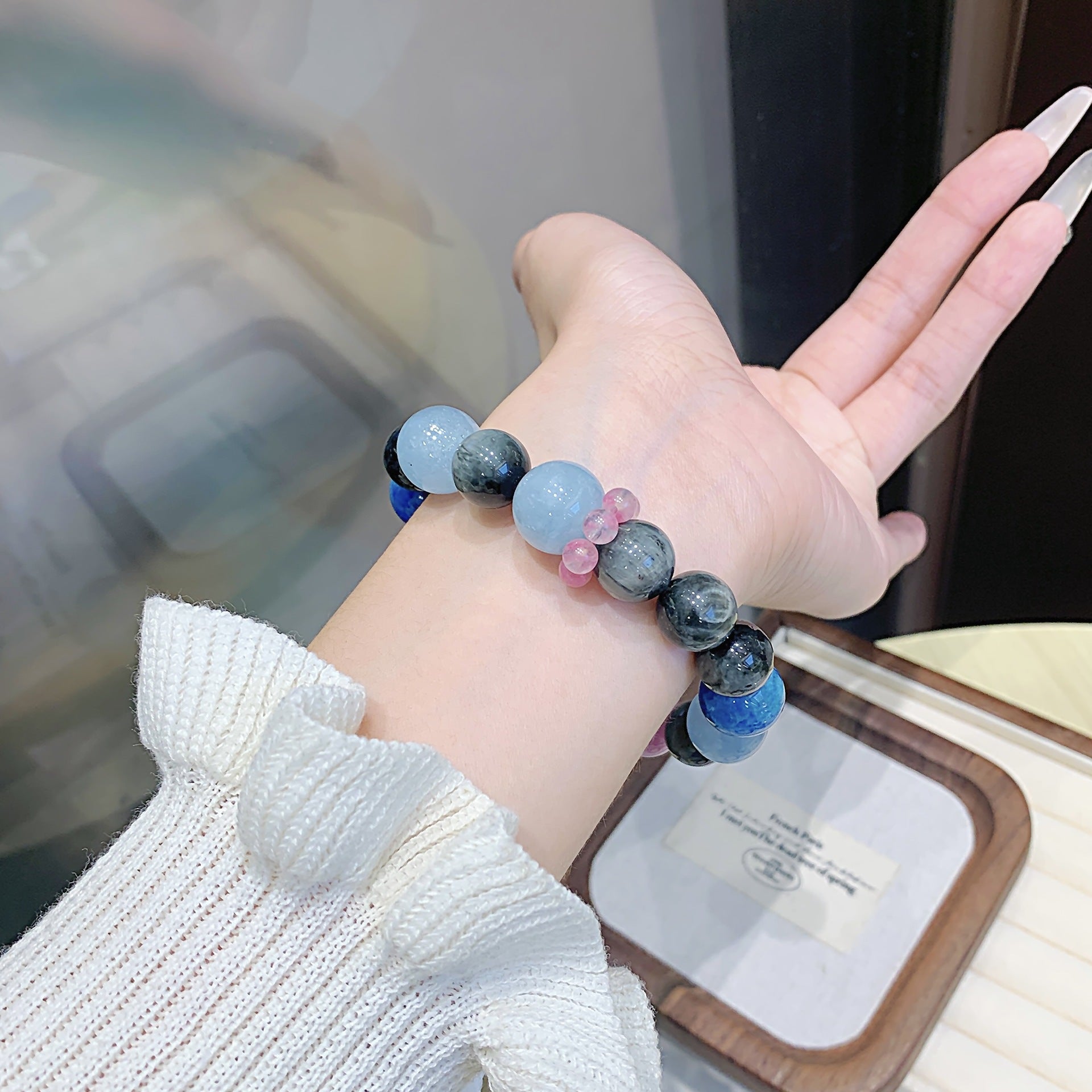 Aquamarine Crystal Bracelet diy Prosperous Career Amulet Natural Crystal Bracelet Light Luxury Multi-Gemstone Crystal Bracelet