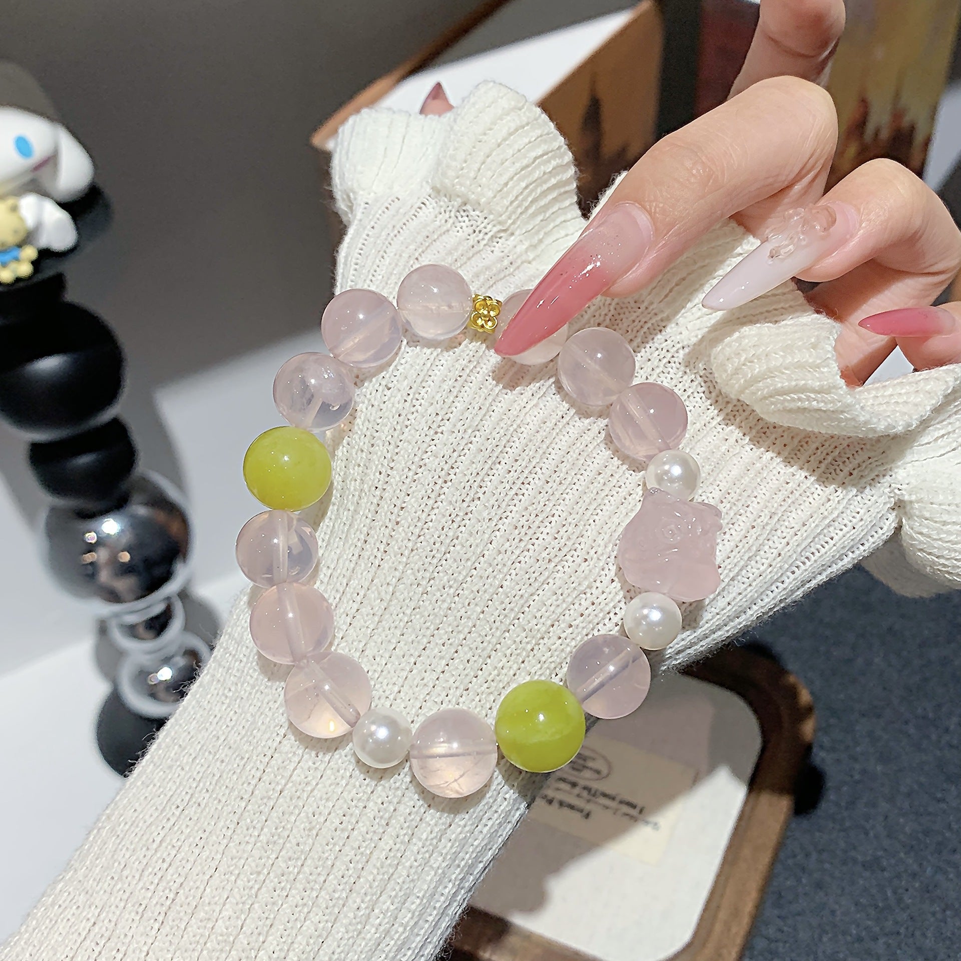 Natural Rose Quartz Jewelry Bracelet for Women Lucky Peach Blossom Wealth Attraction Best Friend Bracelet Luxurious and High-end Crystal Jewelry