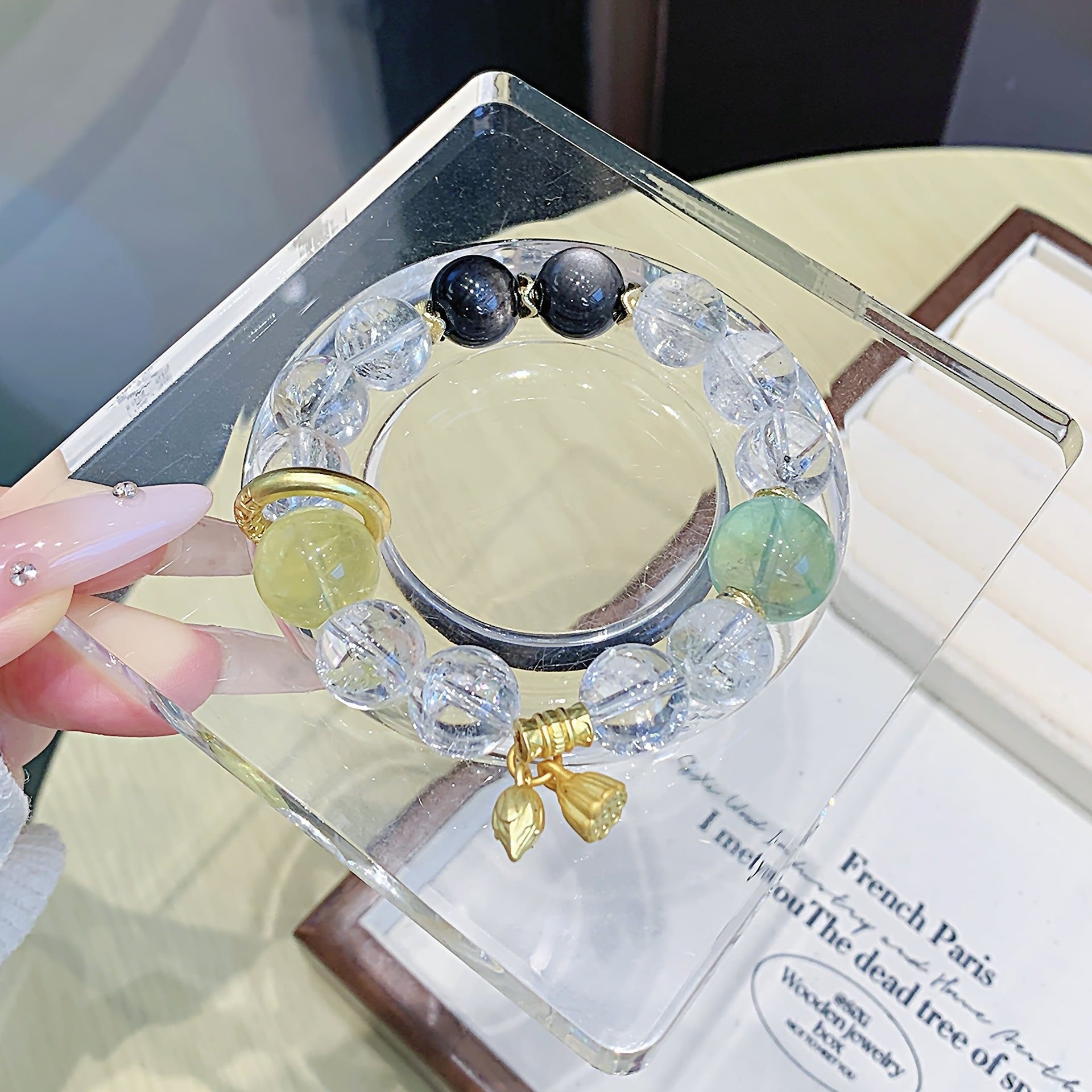 Natural White Assai White Crystal Bracelet Beaded Bracelet diy Natural Crystal Hot-Selling Jewelry Jewelry Crystal Factory