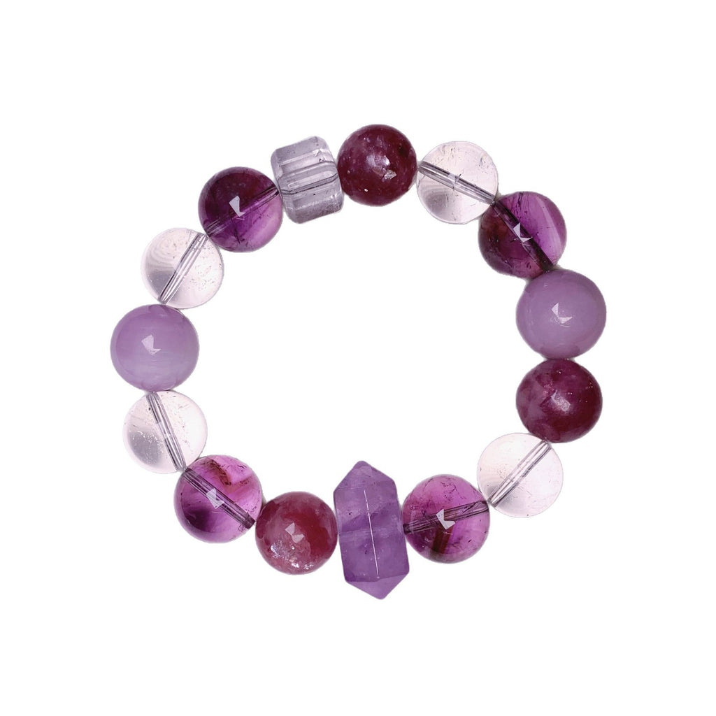 Natural Original Handmade Jewelry Chain Lavender Purple Milk White Crystal Bracelet with White Acai Natural Crystal Bracelet