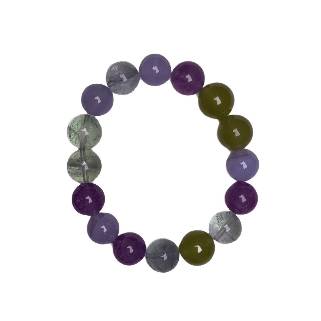 Natural Dopamine Rainbow Color Glue Flower Golden Rutilated Quartz White Crystal Blue Moonstone Bracelet Multi-Gemstone Pink Crystal Bracelet