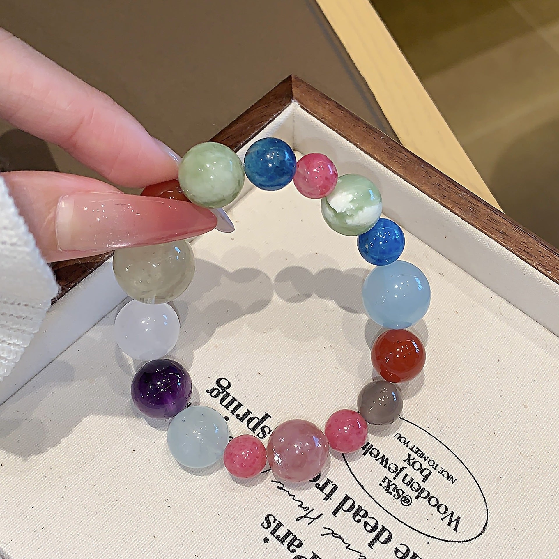 Sweet and Fresh Colorful Beaded Bracelet diy Handmade Beaded Niche Bracelet Xiuyu Natural Crystal Bracelet