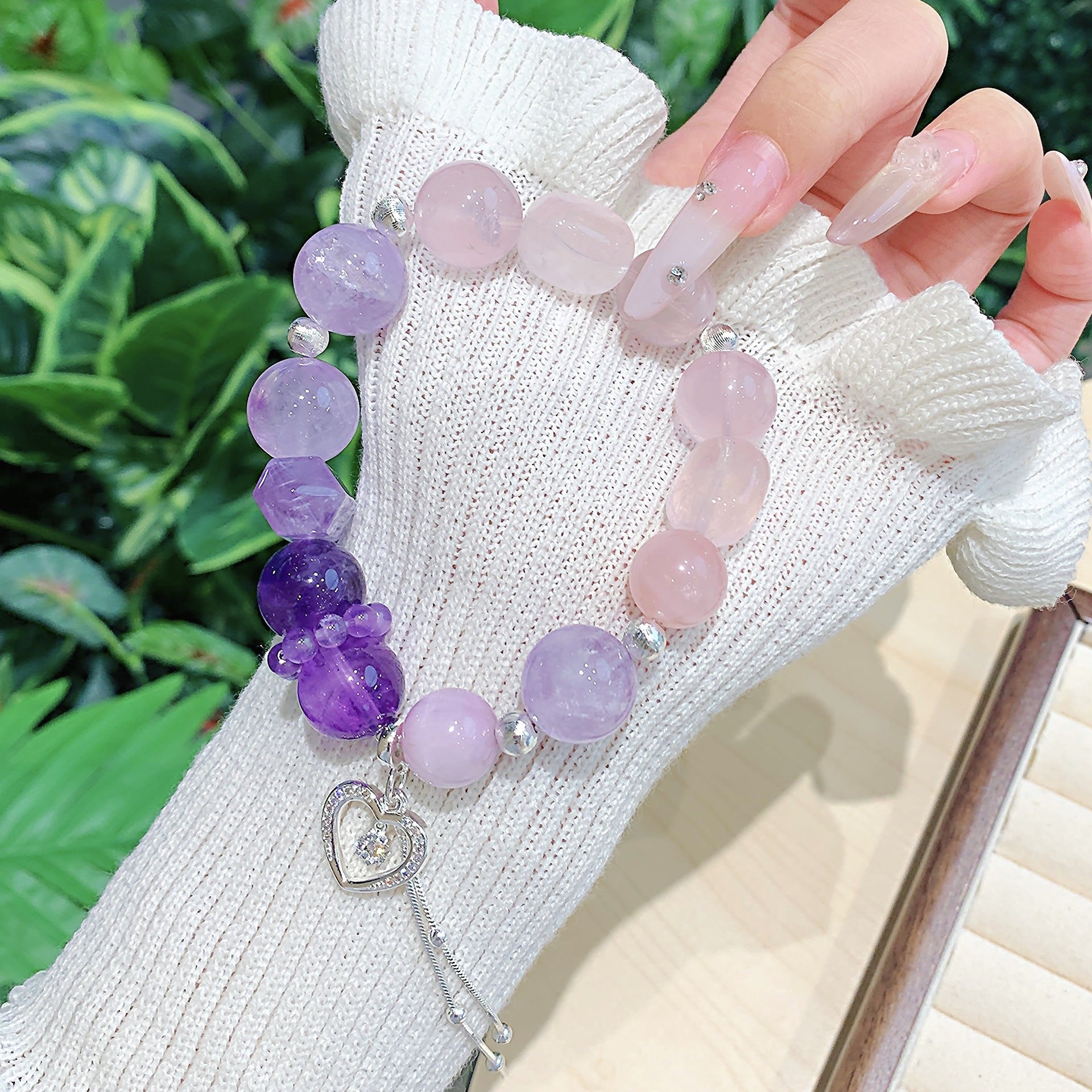 Natural Pink Crystal Bracelet Love Accessories Rose Quartz Jewelry Bracelet Natural Crystal Hot Item Bracelet Jewelry diy