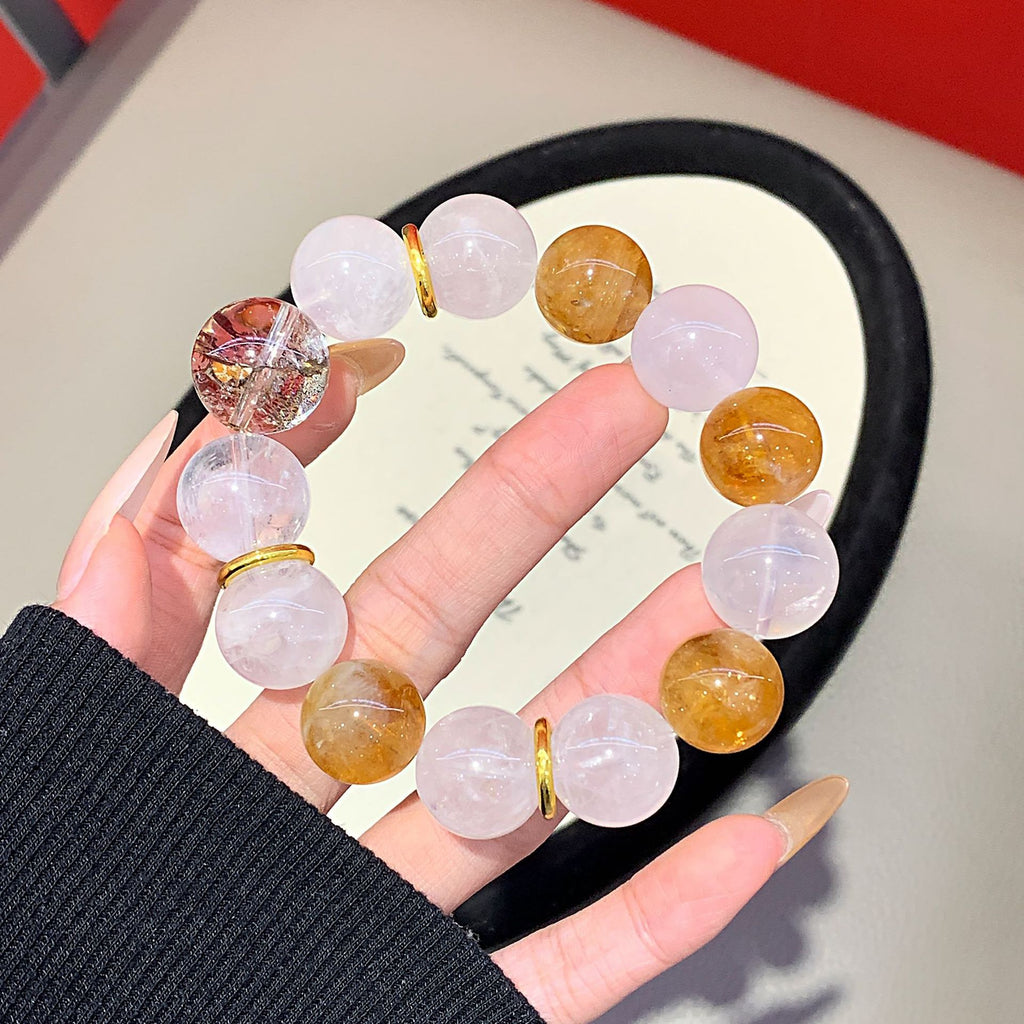 Natural Crystal Bracelet Natural Crystal Bracelet Cross-border hot Handmade Beaded Jewelry Yellow Gum Flower Multi-Gem Crystal Bracelet