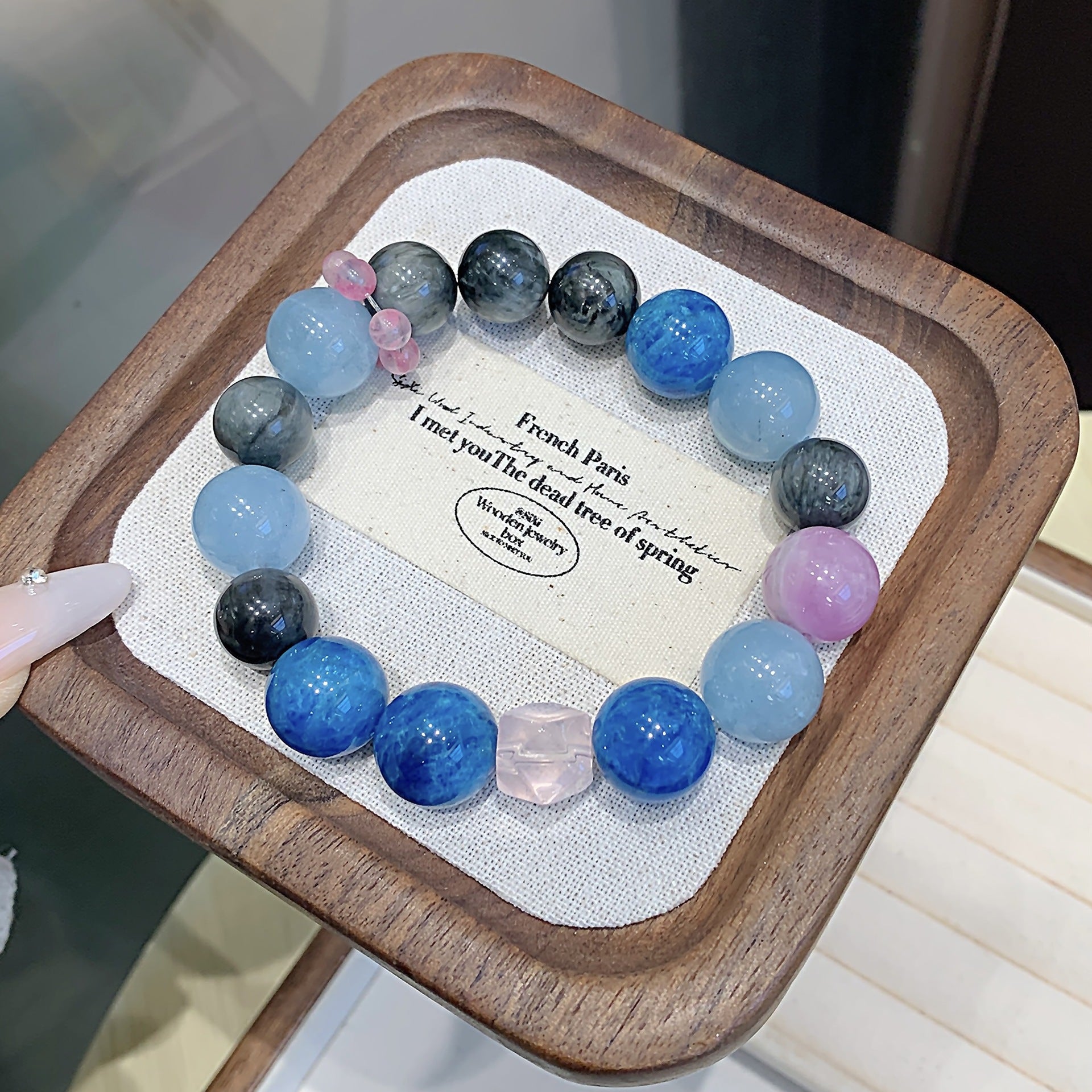 Aquamarine Crystal Bracelet diy Prosperous Career Amulet Natural Crystal Bracelet Light Luxury Multi-Gemstone Crystal Bracelet