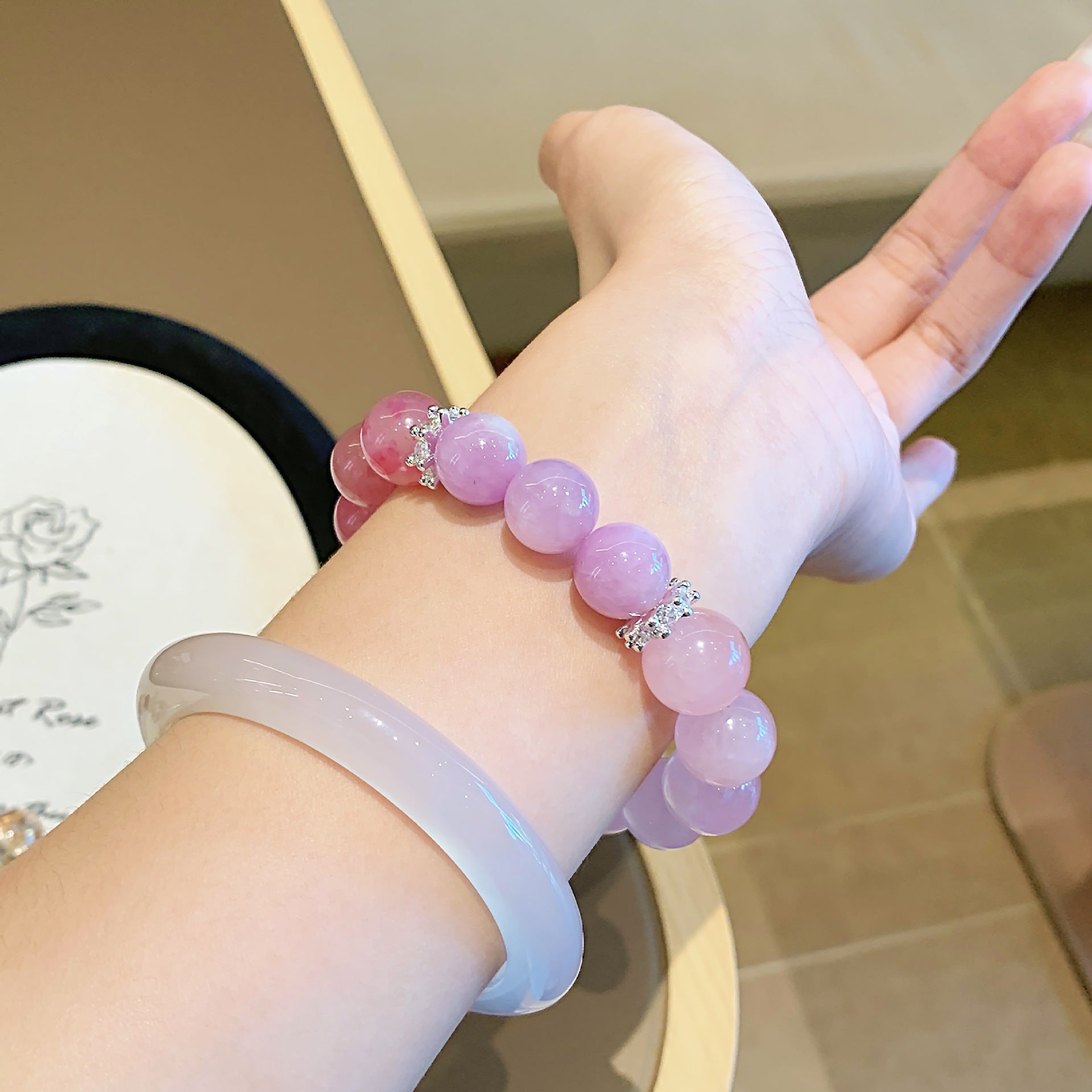 Manufacturer Natural Pink Crystal Bracelet Madagascar Pink Crystal Bracelet Lucky Peach Blossom Birthday Gift Bracelet