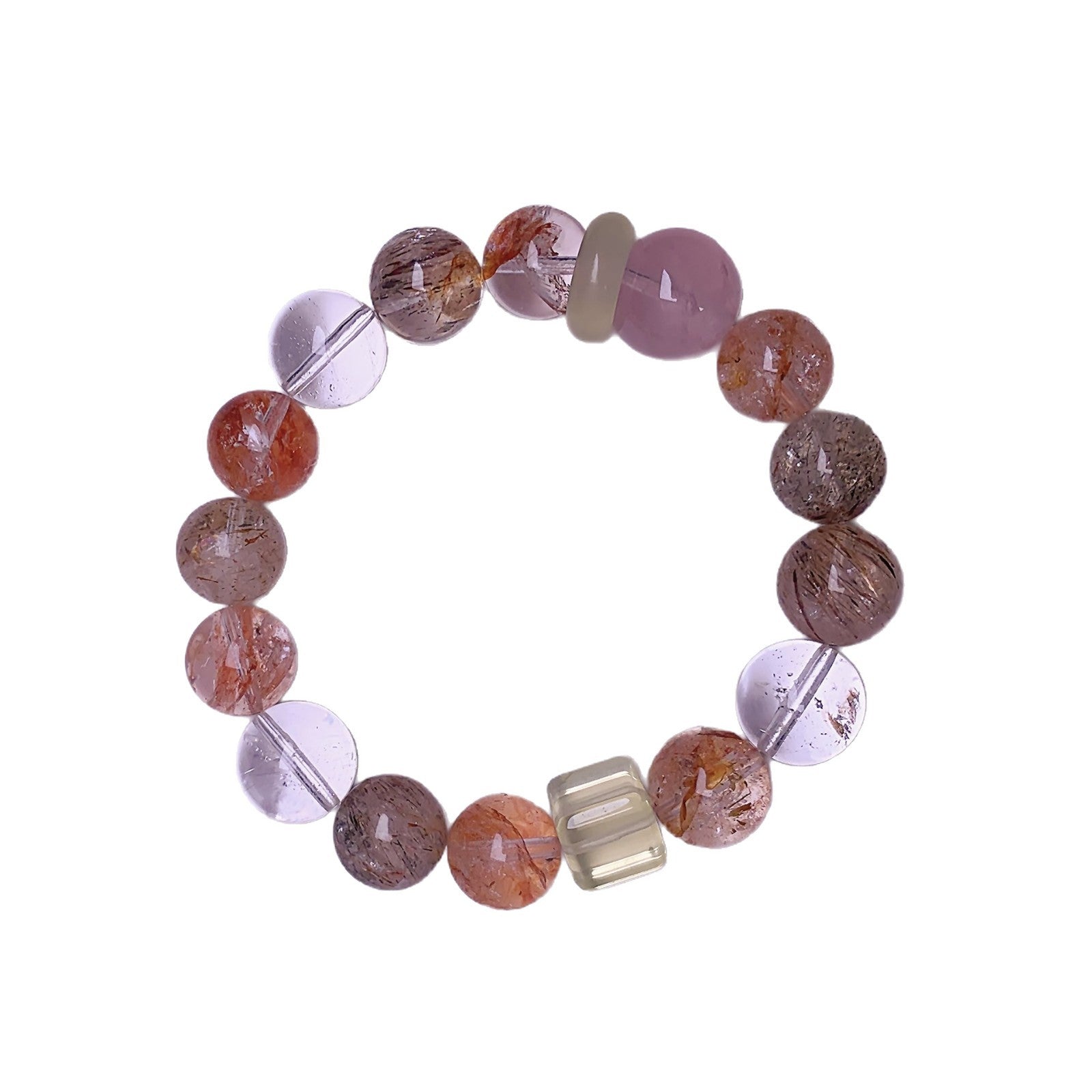 Natural Colorful Red Gum Flower Crystal Bracelet Fresh Multi-colored Ghost Bracelet Style Light Luxury Niche Hand Jewelry Bracelet