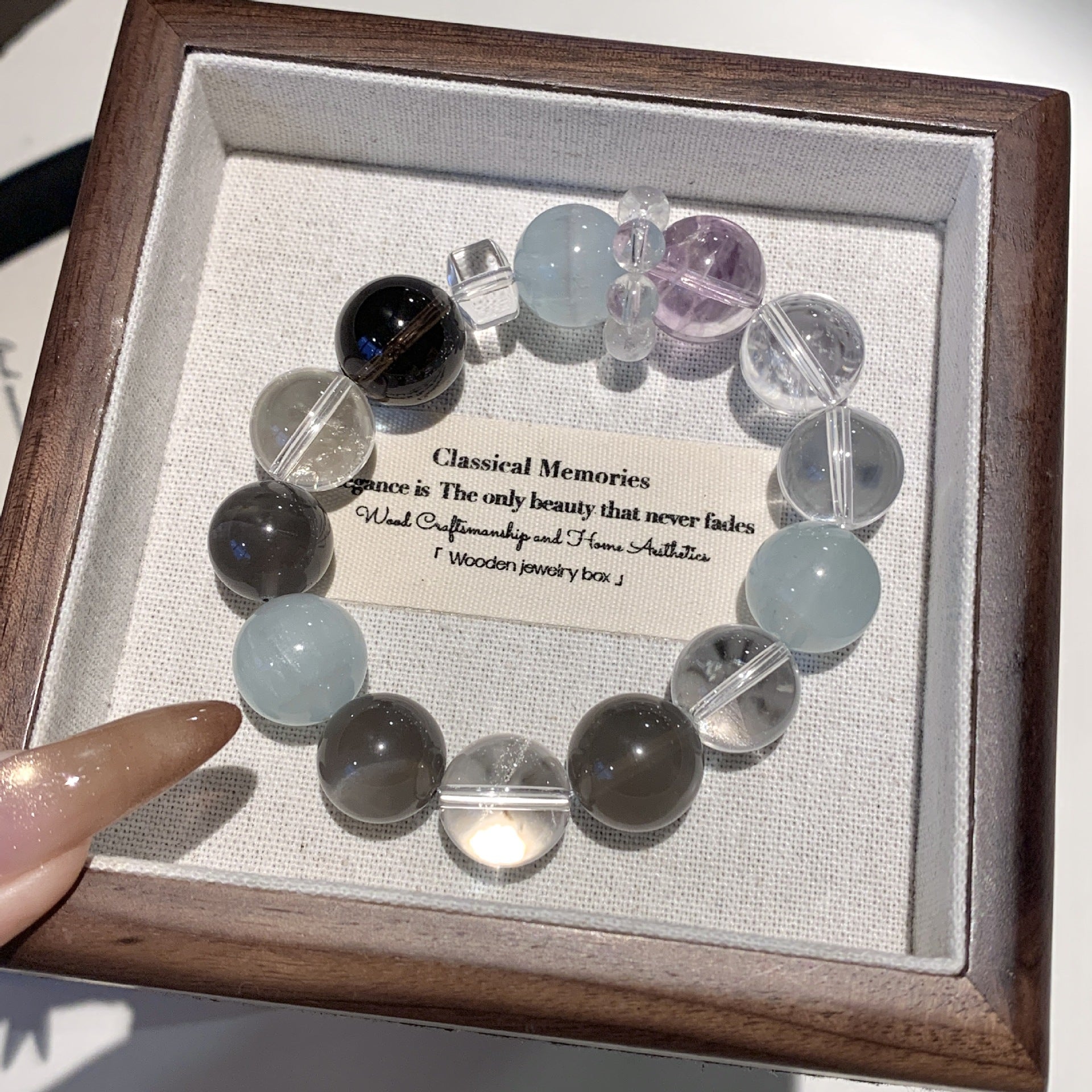 Original Personalized Multi-Gemstone Crystal Bracelet Vintage Style Single Circle Bracelet for Men and Women Natural Aquamarine Bracelet