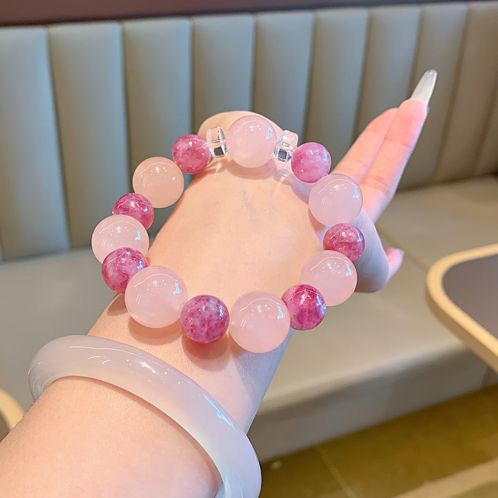 Natural Crystal Bracelet Jewelry Rose Quartz Jewelry Bracelet diy Winter New Hand Jewelry String Rose Quartz Bracelet