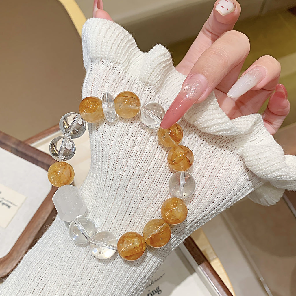 Natural crystal yellow gum flower bracelet for women Original Design Fashion Wealth-Attracting Bracelet Crystal Bracelet