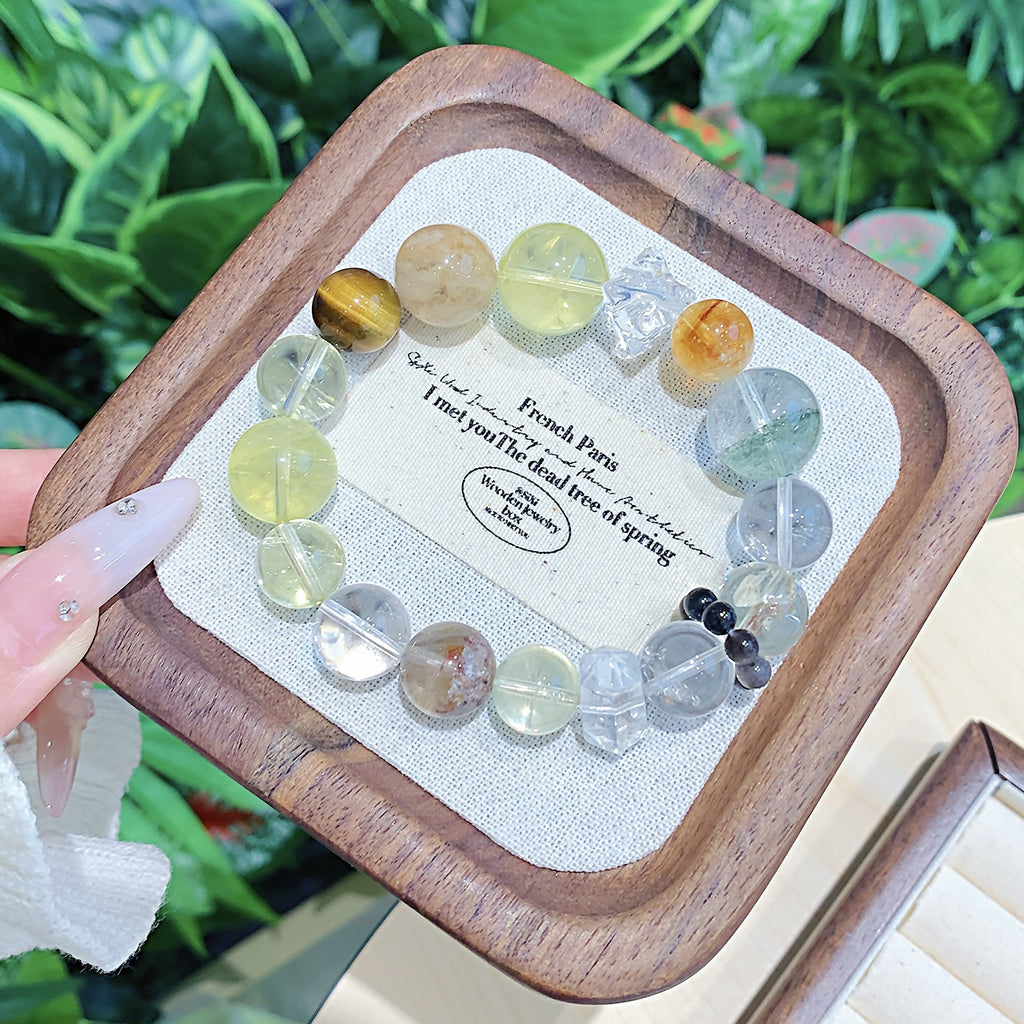 Yellow Tiger Eye Natural Crystal Bracelet Lucky Charm Bracelet diy Original Design Light Luxury Hand Jewelry String2025