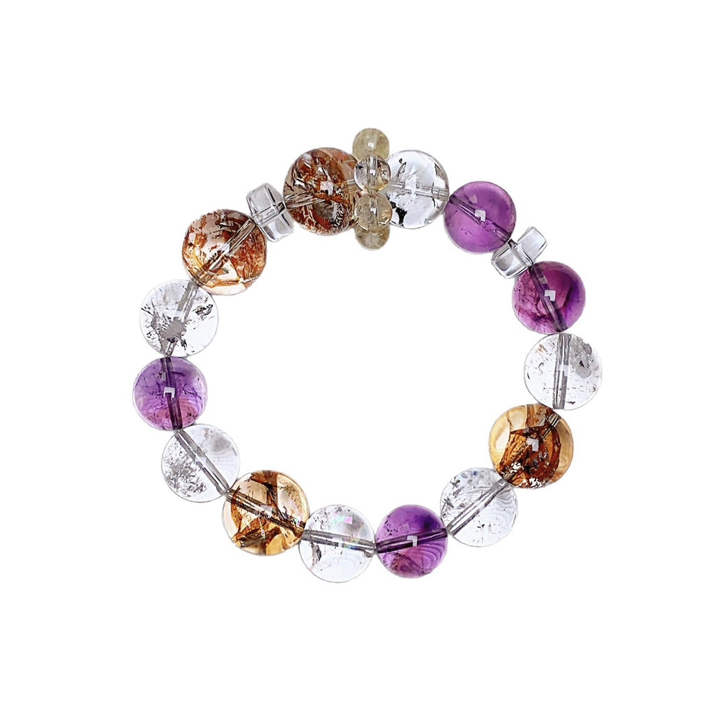 New Natural Bolivian Purple Azurite Large Bead Bracelet White Acai Crystal Bracelet Gold Foil Explosion Bracelet