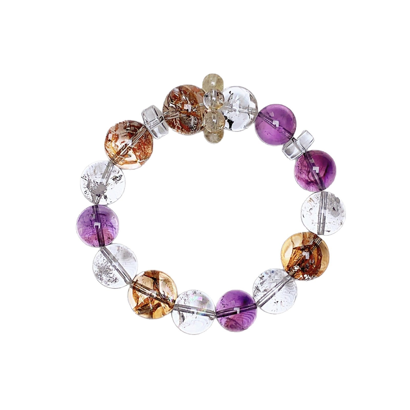 New Natural Bolivian Purple Azurite Large Bead Bracelet White Acai Crystal Bracelet Gold Foil Explosion Bracelet