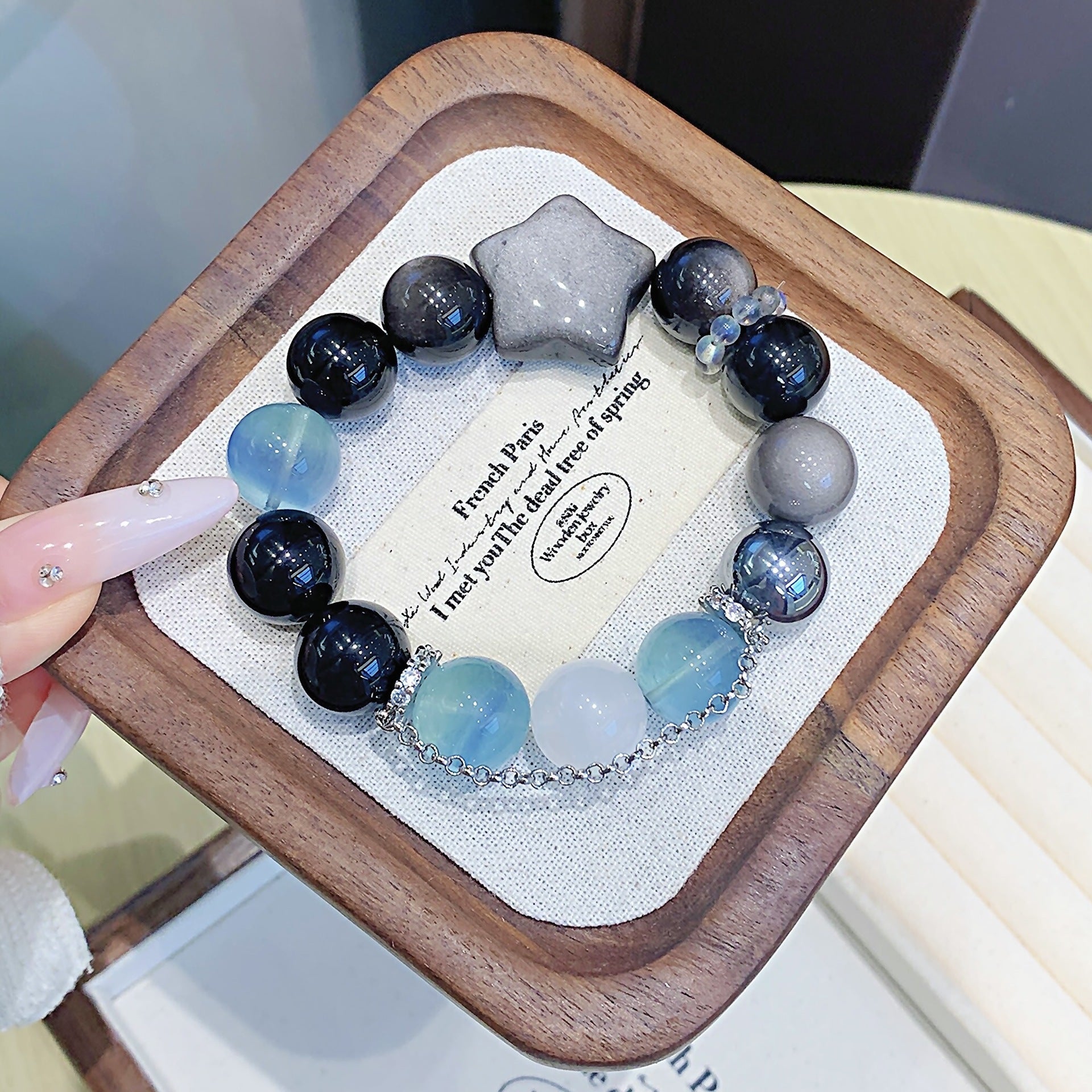 Natural Silver Obsidian Crystal Bracelet Natural Crystal Factory Wholesale Cross-border Crystal Bracelet Silver Obsidian Bracelet