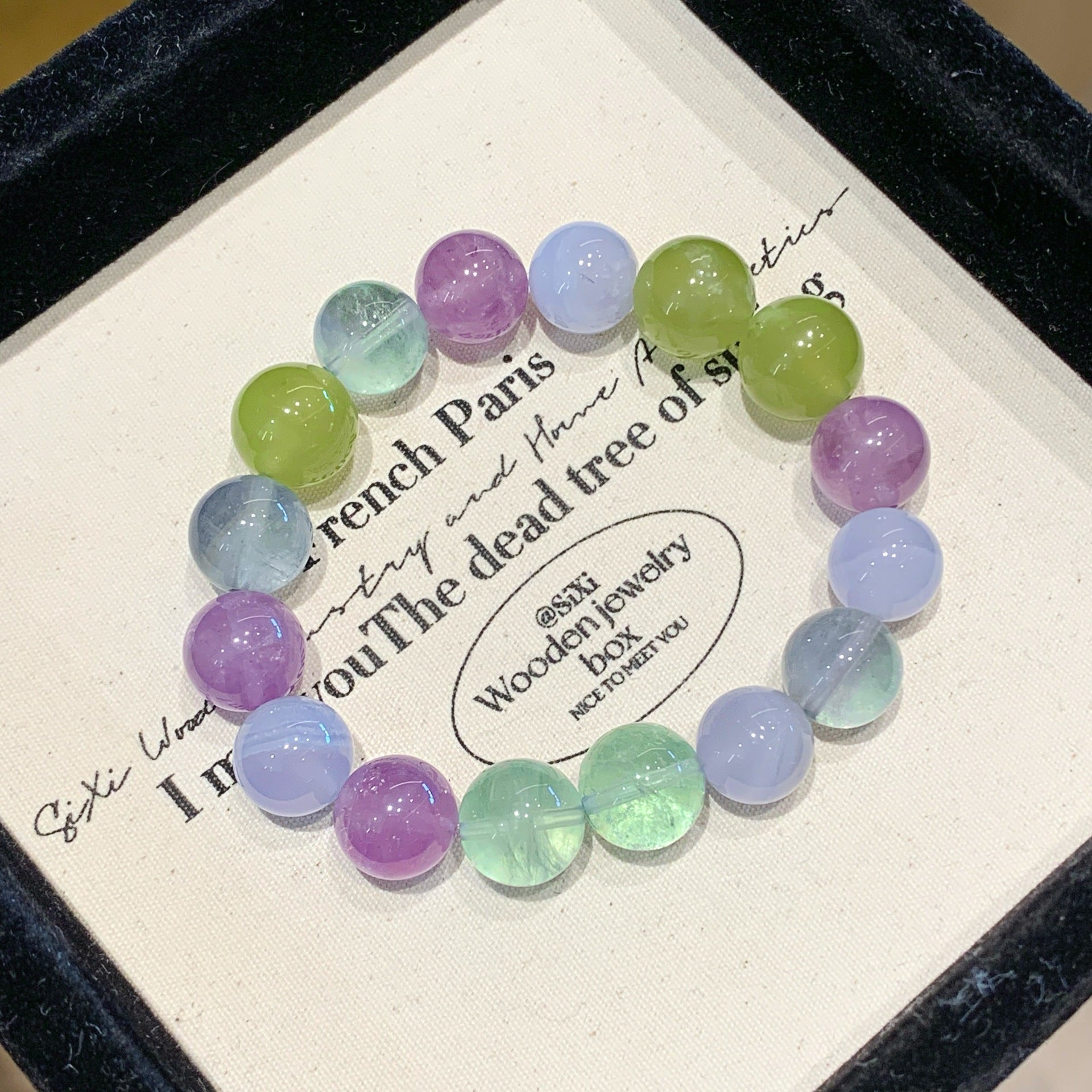 Natural Dopamine Rainbow Color Glue Flower Golden Rutilated Quartz White Crystal Blue Moonstone Bracelet Multi-Gemstone Pink Crystal Bracelet