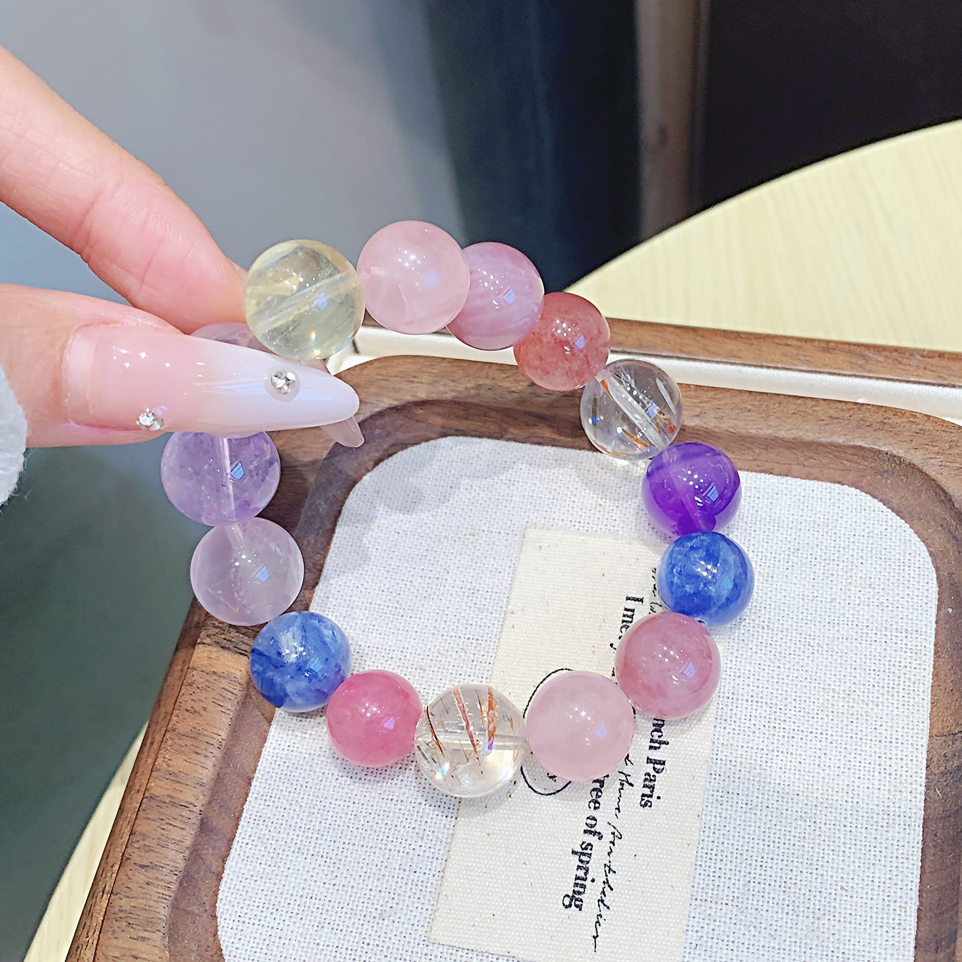 Rose Quartz Jewelry Bracelet diy Natural Crystal Bracelet Hot-Selling Jewelry Cross-Border Exclusive Jewelry Factory Crystal Chain