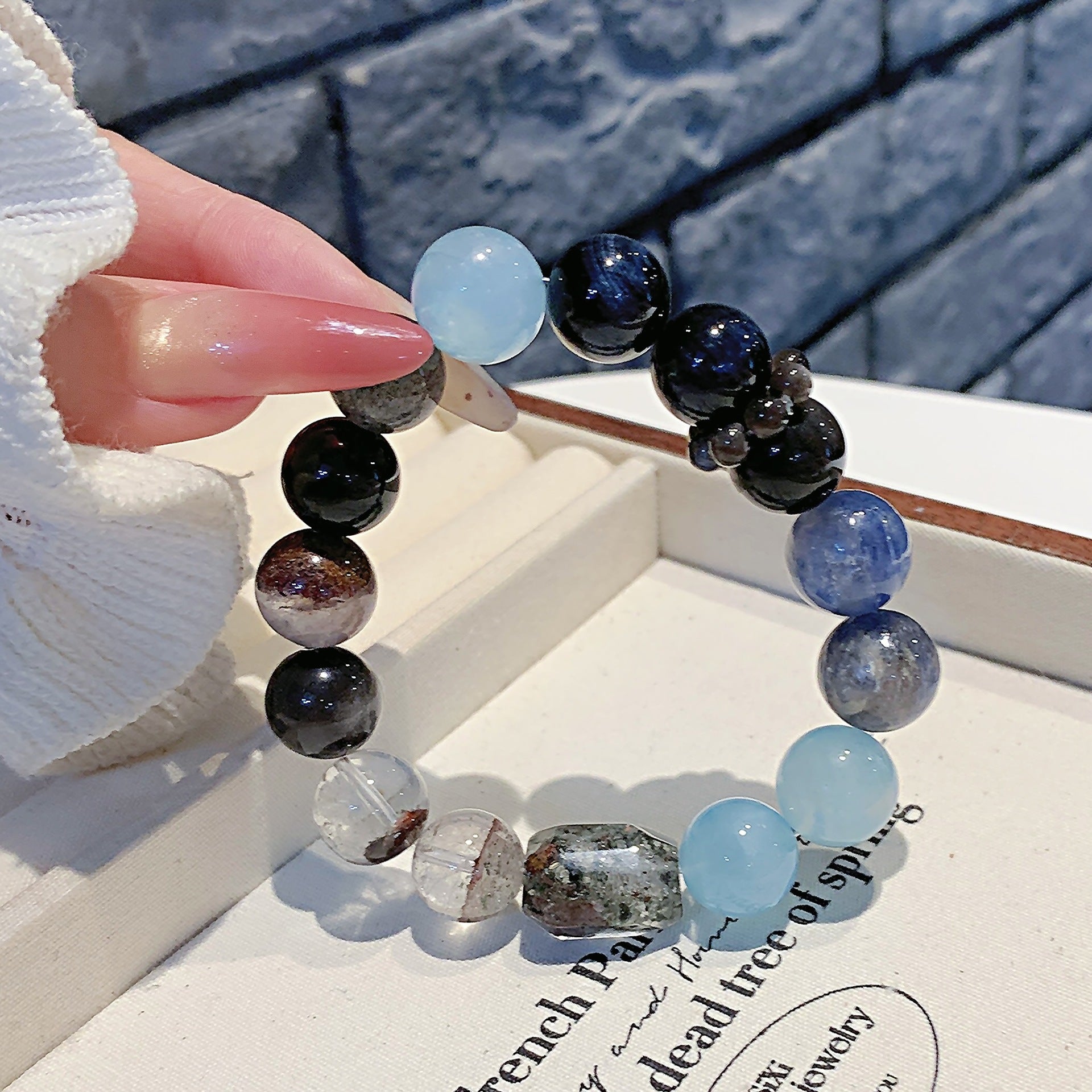Natural Aquamarine Multi-Gemstone Beaded Bracelet for Women Trendy Personality Aquamarine Bracelet Jewelry Natural Crystal Bracelet