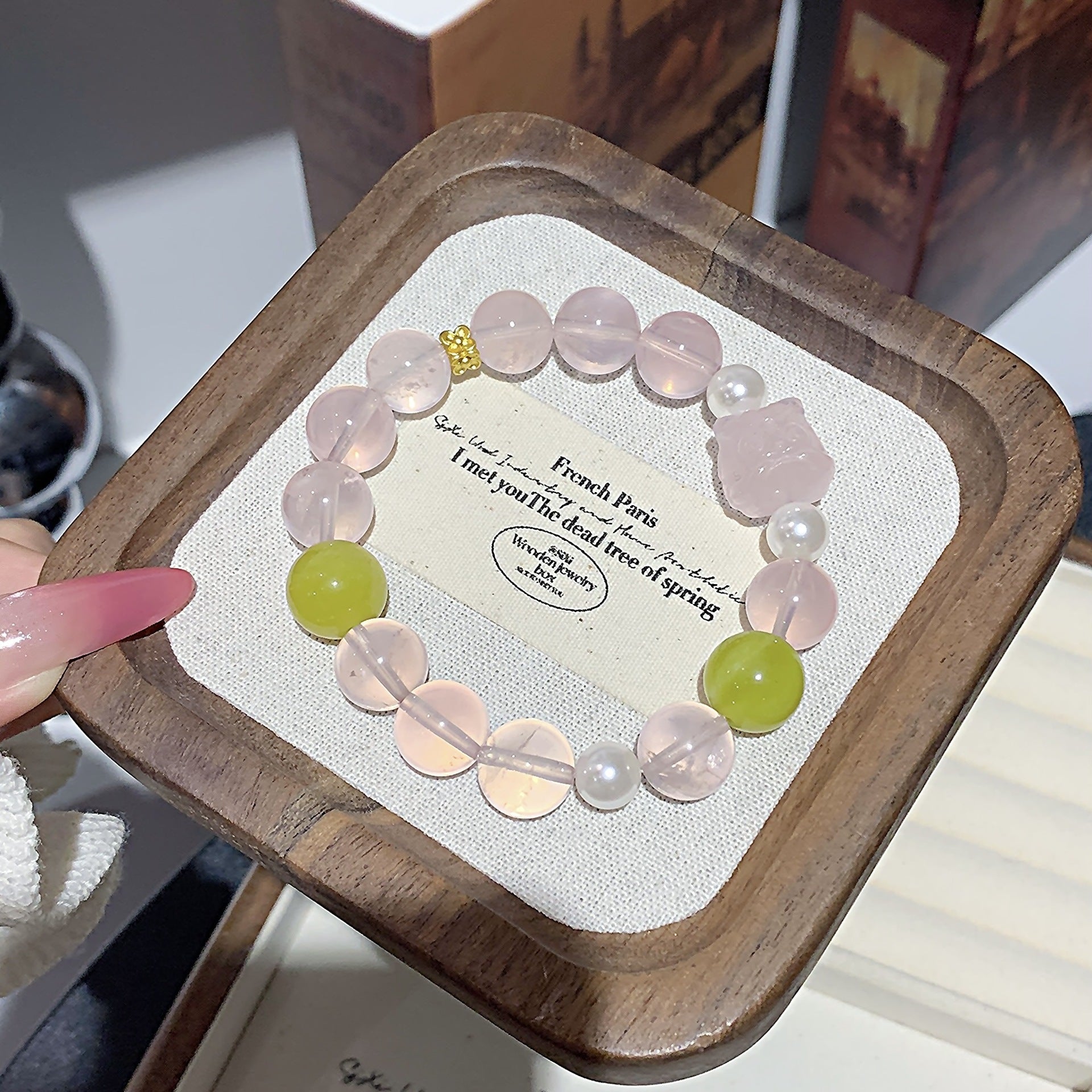 Natural Rose Quartz Jewelry Bracelet for Women Lucky Peach Blossom Wealth Attraction Best Friend Bracelet Luxurious and High-end Crystal Jewelry