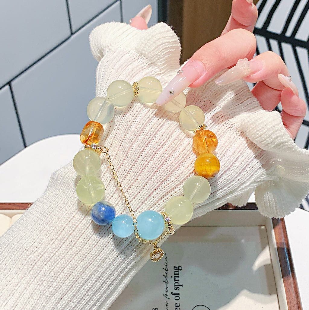 Natural Multi-Gem Series Aquamarine Crystal Bracelet Women's Fashionable High-End Crystal Bracelet Wholesale Bracelet Factory