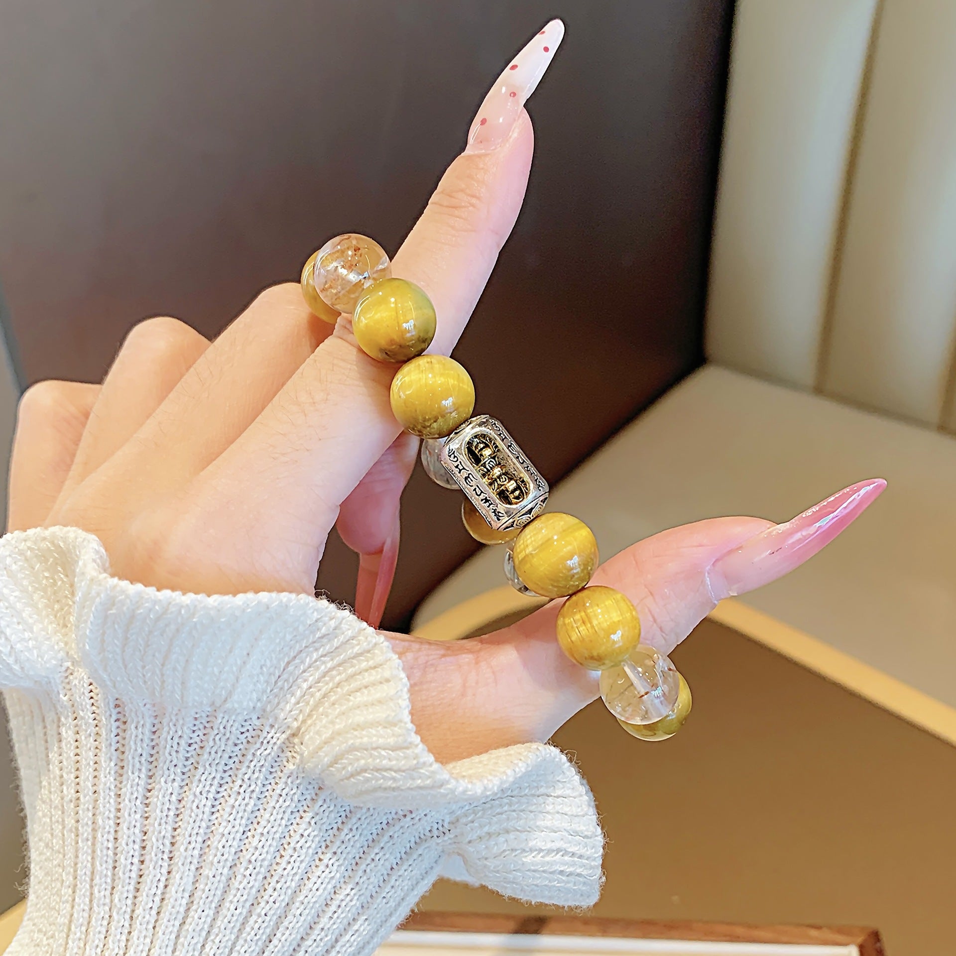 Natural Gold Tiger Eye Crystal Bracelet Fortune-Enhancing Bracelet for Wealth and Prosperity Multi-Gem Bracelet diy Crystal Beads