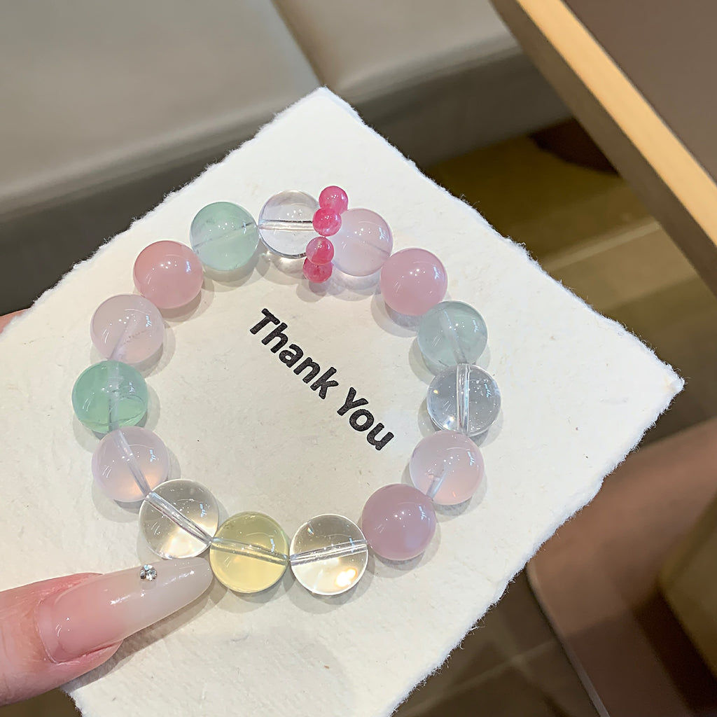 Natural pink crystal paired with white crystal bracelet Original Design Single Circle Bead Bracelet Directly Supplied by Manufacturer Bracelet