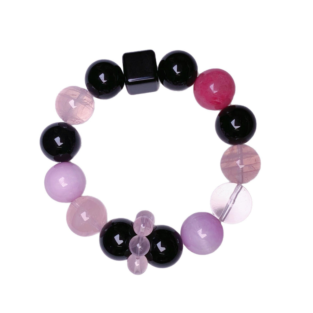 Natural Multi-Gemstone Crystal Stone Bracelet Spliced Geometric Original Design Moonlight Bracelet Natural Pink Crystal Bracelet