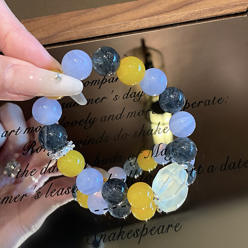 Natural Blue Agate Crystal Bracelet Fashion Design Bracelet Hand Chain TikTok Xiaohongshu Live Supply Bracelet