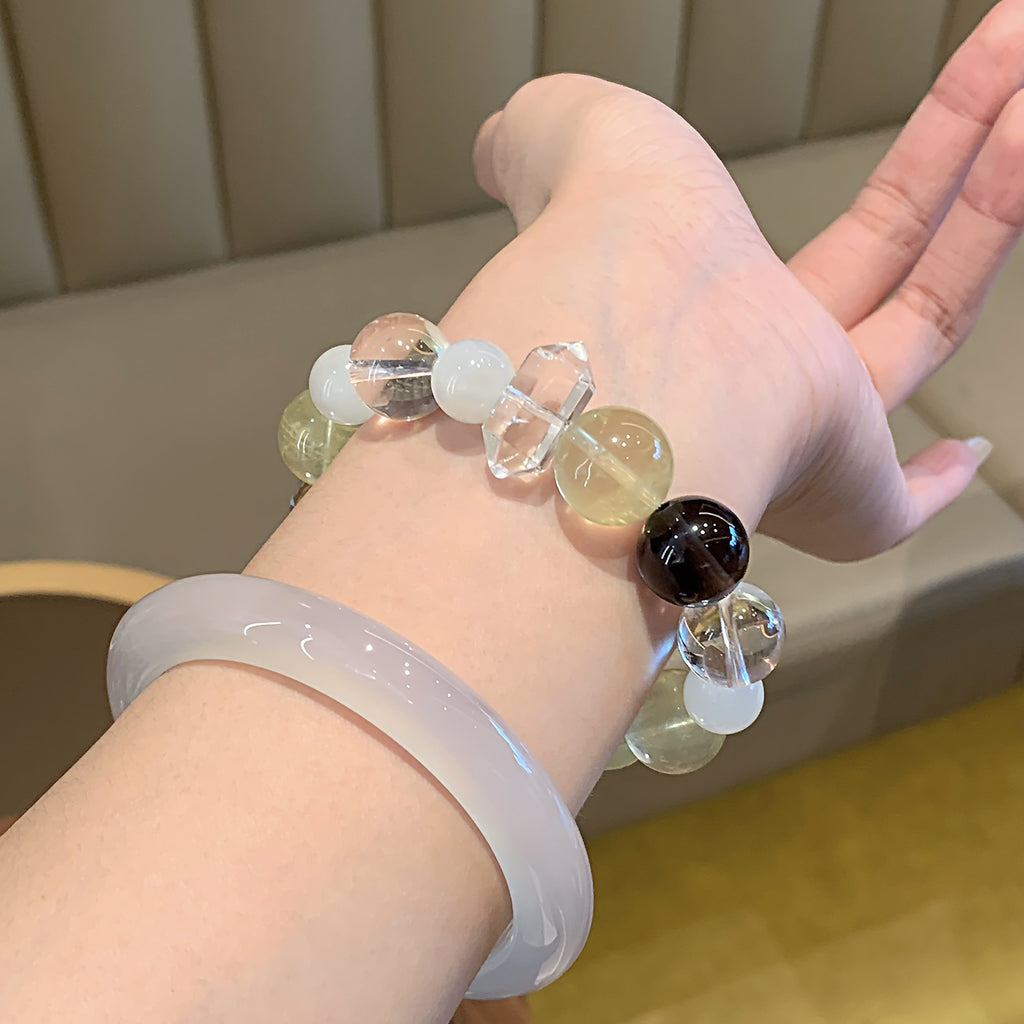 Monet Garden Series Multi-Gem Bracelet Dopamine Rainbow Color Bracelet Luxurious and exquisite high-value lemon crystal bracelet