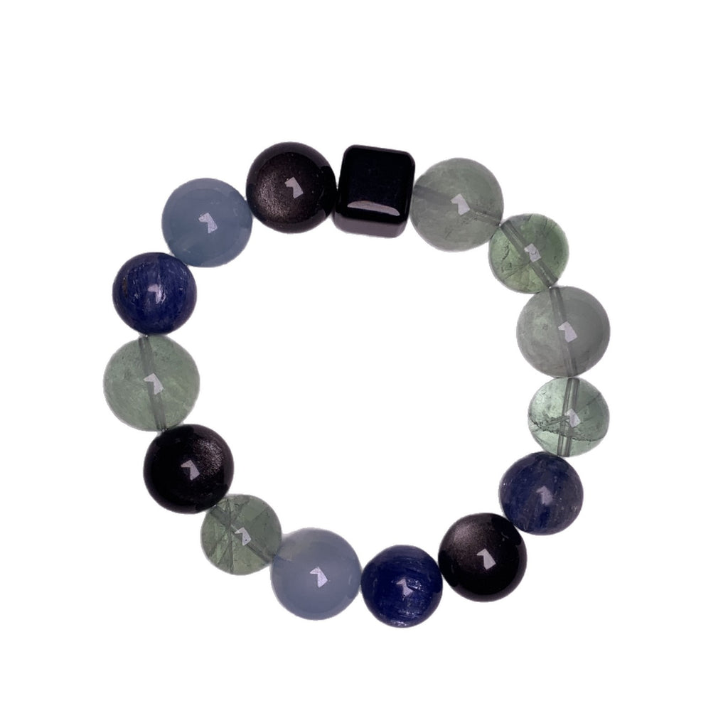 2025Five Elements Energy Bracelet Natural Five Elements Crystal Bracelet Obsidian Original Design Green Fluorite Crystal Bracelet
