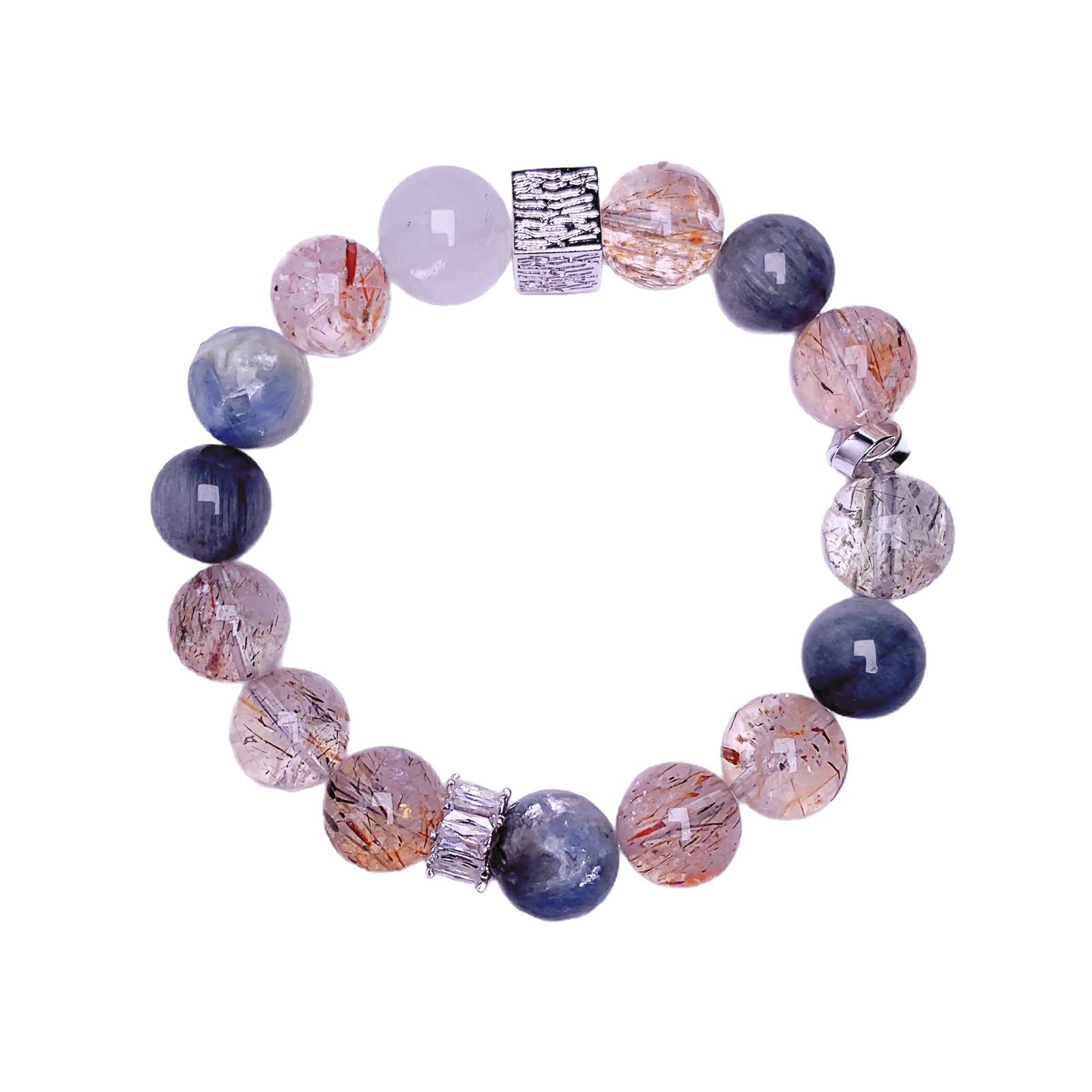 Natural Multi-Gemstone Crystal Bracelet Eagle Eye Stone Gradient Design Niche Artistic Single Loop Bracelet Fashion Crystal Jewelry