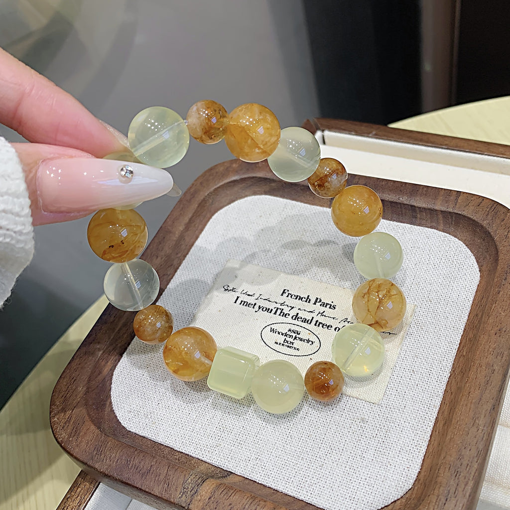 Natural Crystal Bracelet Jewelry Yellow Gum Flower Multi-Gem Crystal Strand Original Design Light Luxury Bracelet Crystal Bracelet