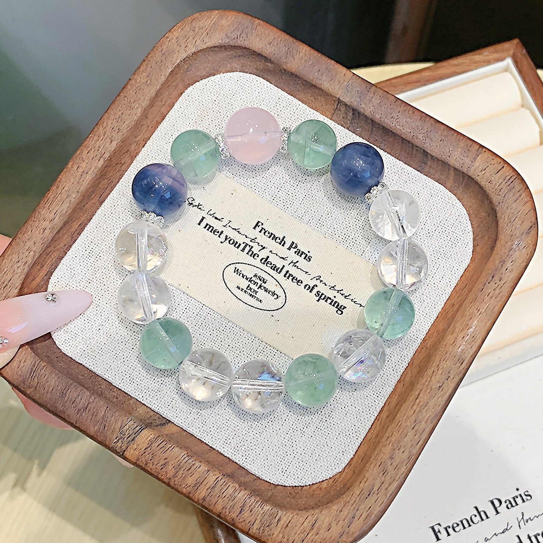 Natural Crystal Bracelet White Crystal Green Fluorite Bracelet Natural Crystal Bracelet Hot-Selling Jewelry Crystal Chain diy