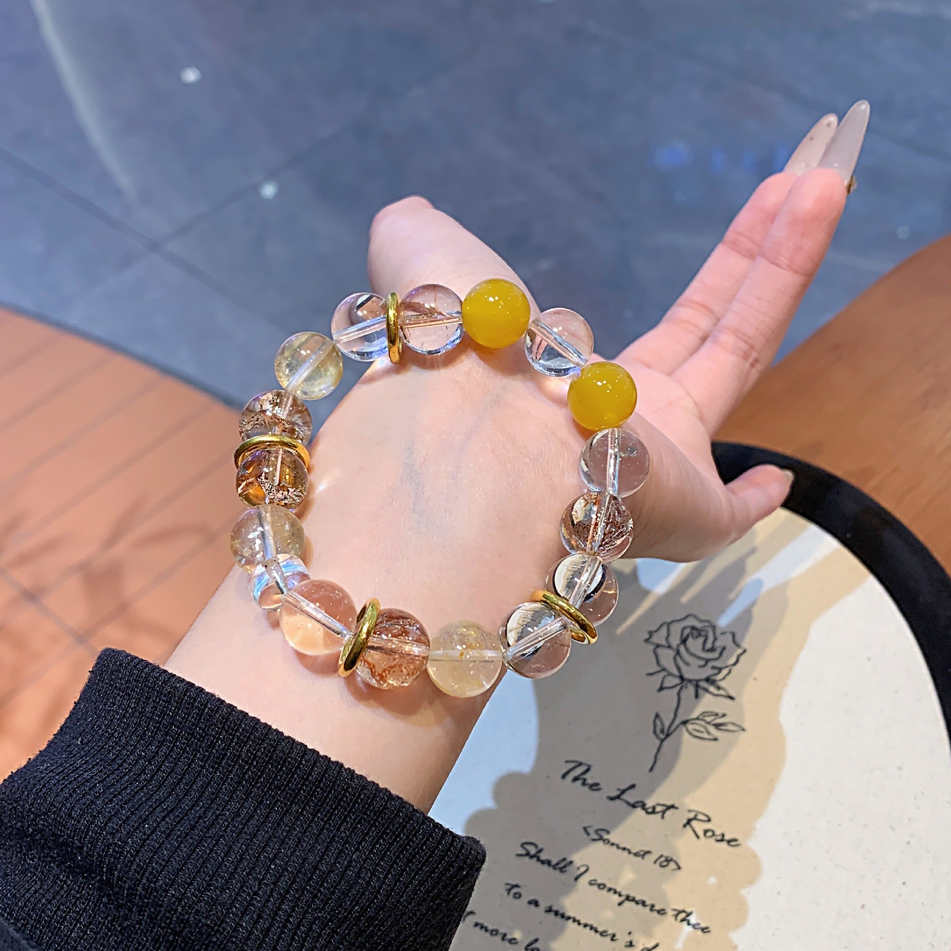 Gold Foil Explosion Series Crystal Hand Jewelry String Fashionable High-End Bracelet Jewelry Original Design Crystal Bracelet