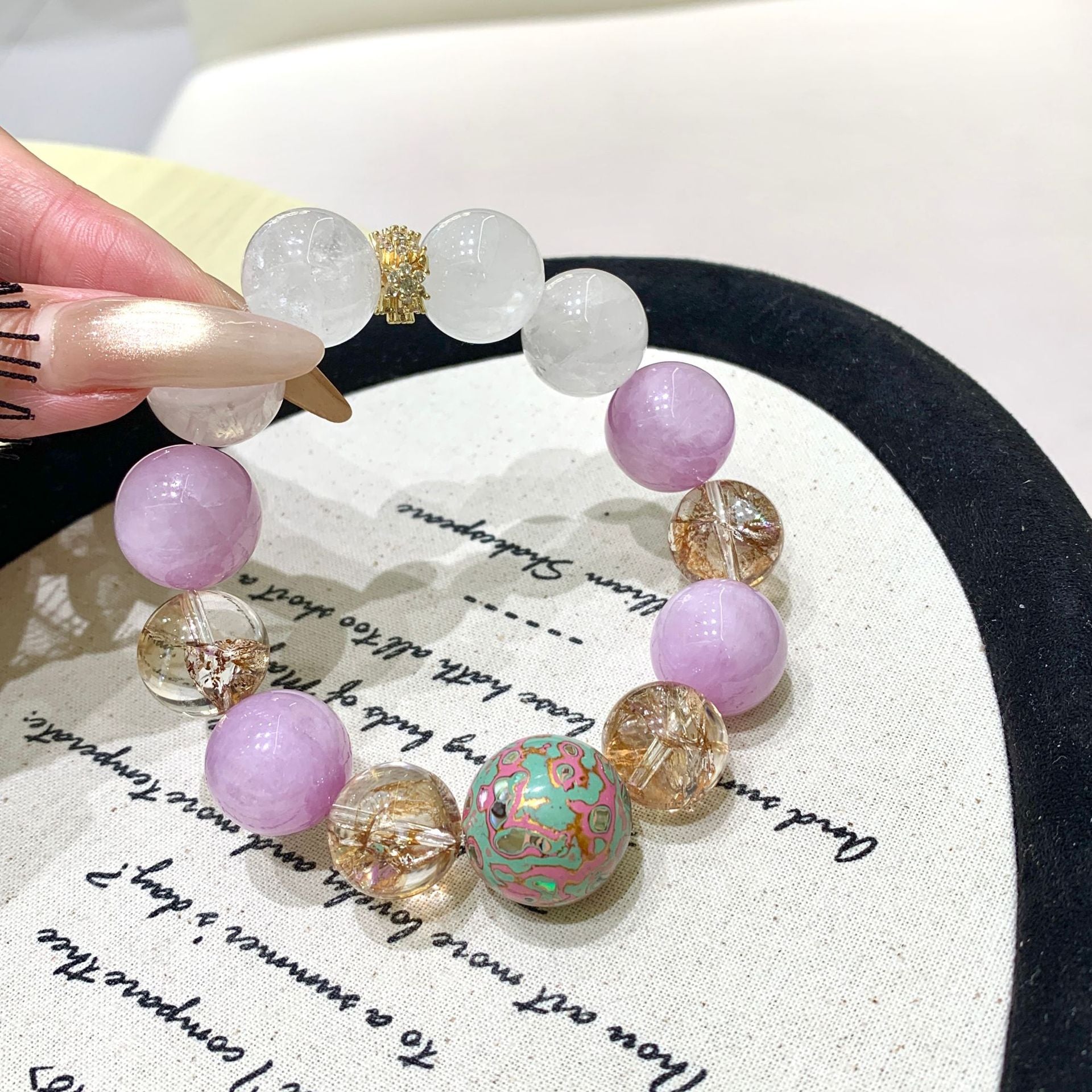 Natural Crystal Bracelet Natural Crystal Bracelet Cross-border hot Handmade Beaded Jewelry Purple Spodumene Multi-Gemstone Crystal Bracelet